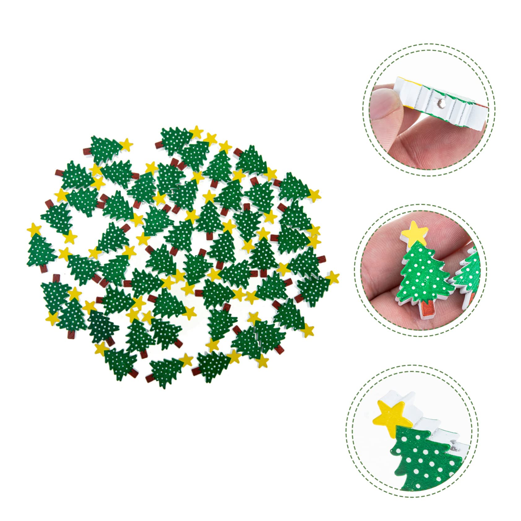 PRETYZOOM 250piezas Perlas De Madera Navideñas Para Adornos De Árbol De Navidad Decoración y Para Manualidades y
