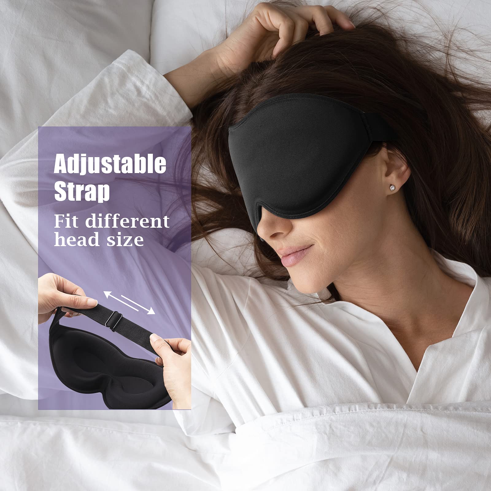 Mascherina Occhi per Dormire Migliorata per Donna Uomo, a forma di ciotola sagomata onaEz 3D, Design interno del naso 3D,100% Bloccare la Luci, per Viaggio