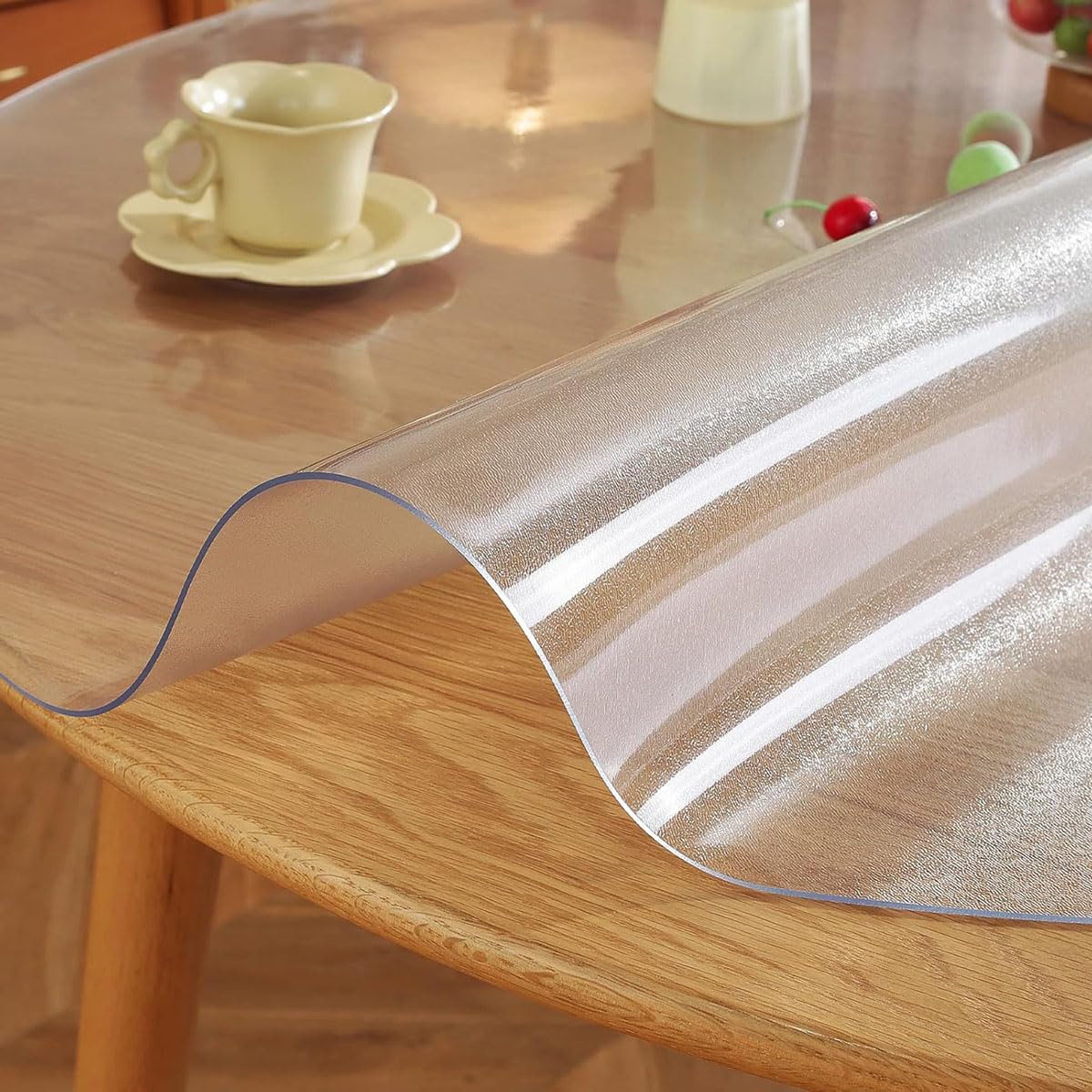 Atwnjkp 2Mm Round Frosted Table Cover Frosted Pvc Round Table Protector 13.78In/35Cm 2Mm Thick,Non-Slip Vinyl Desk Mat Waterproof & Heat Resistant - For Dining Table,Office Desk,Craft Station - Stainproof,Easy Clean