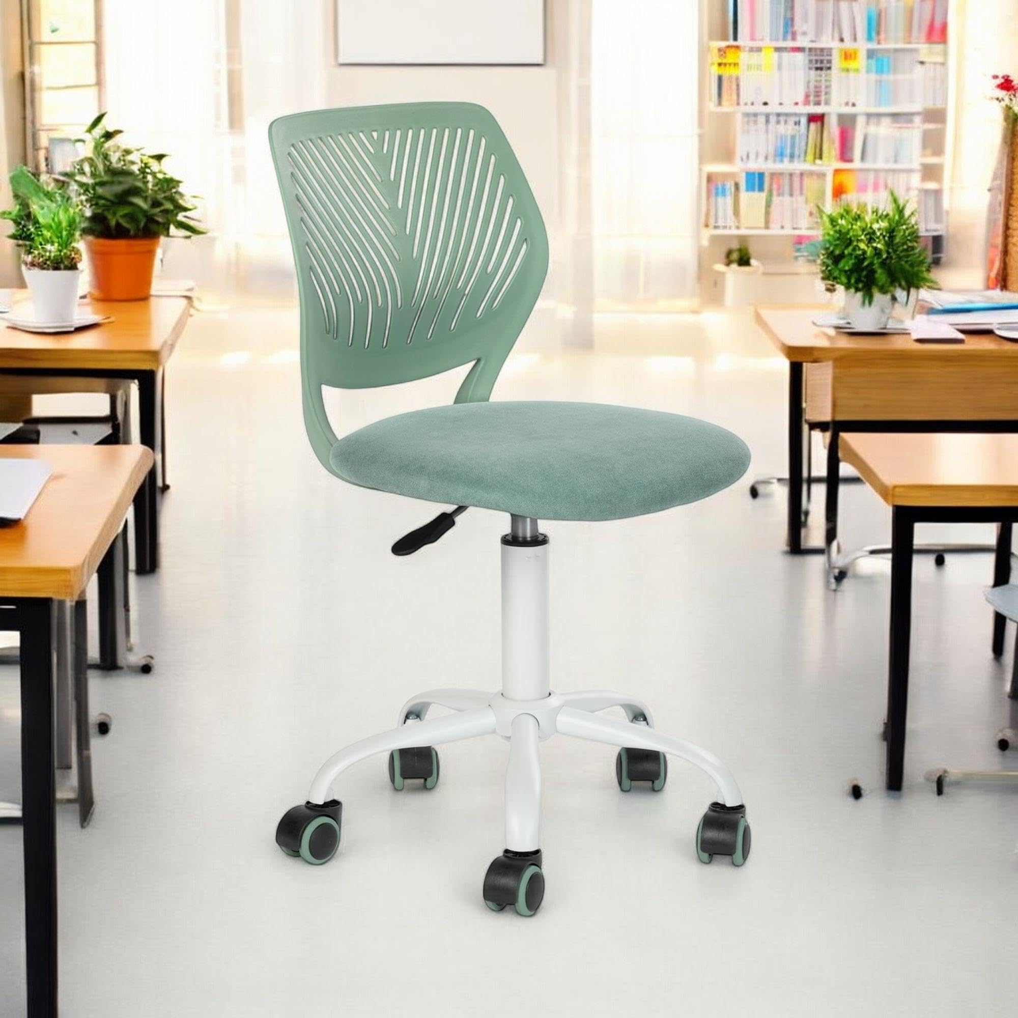 HOMYLIN Chaise de Salle de Classe Pivotante Réglable en Hauteur, Tabouret de Bureau Ergonomique sans Accoudoirs avec Roulettes
