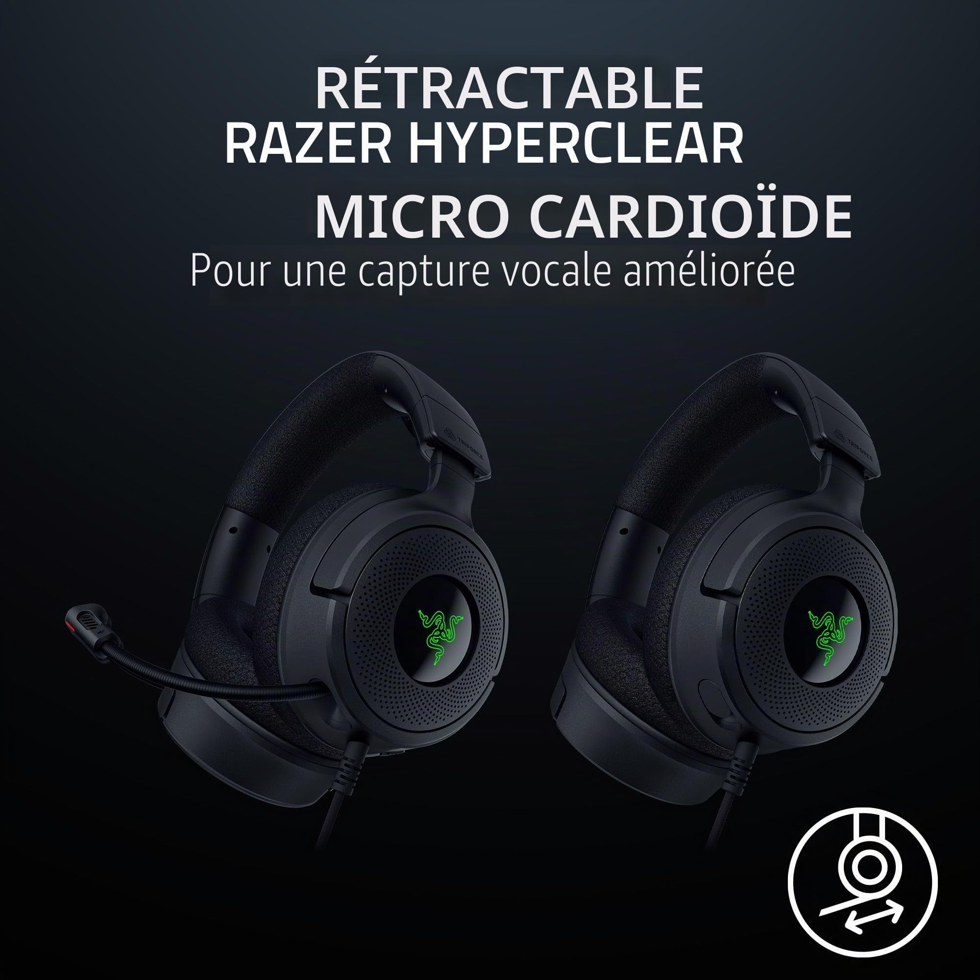 Razer Kraken V4 X Casque Gaming Filaire : Pilotes 40mm - Micro cardioïde - Coussins en mousse à mémoire de forme - Éclairage RVB Chroma - Câble de type C & Type A - Pour PC, Mac, PS5, Nintendo Switch,
