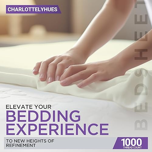 Miniatura 2 de Juego de sábanas de algodón egipcio tamaño King, sábanas de 1000 hilos con bolsillo profundo tamaño King, juego de sábanas de 4 piezas de calidad