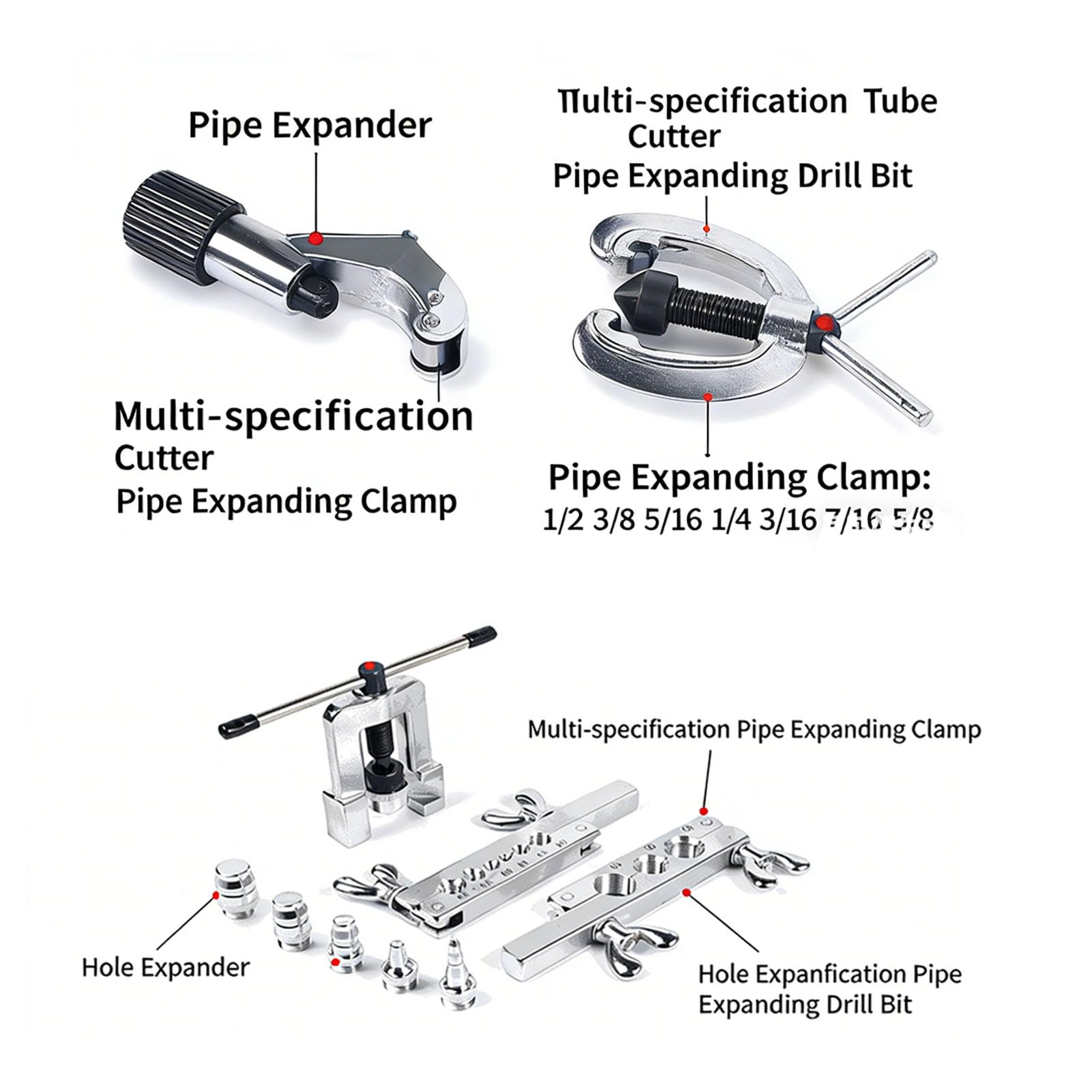 Luocute Kit de Herramientas de Abocardado, Herramienta de Abocardado de Línea de Freno de Metal Multifuncional con Escariador y Cortador para Instalación y Reparación de Tuberías (89153)