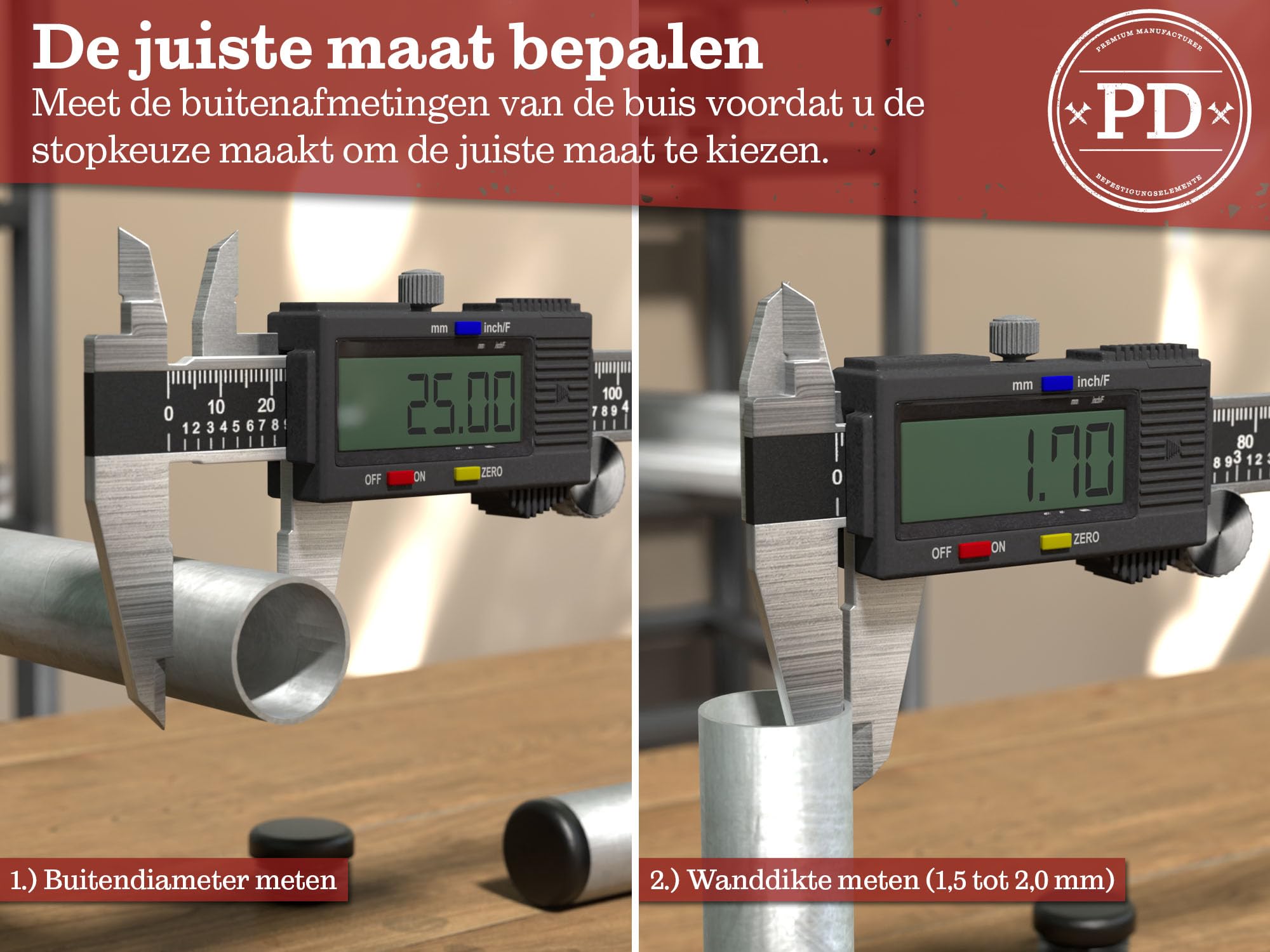 PD® Lamellenpluggen rond 60mm voor ronde buis - Eindkappen van PE-kunststof - Buispluggen voor het afdekken van stalen buis, roestvaststalen buis, aluminium buis & aluminium profiel - 20 st