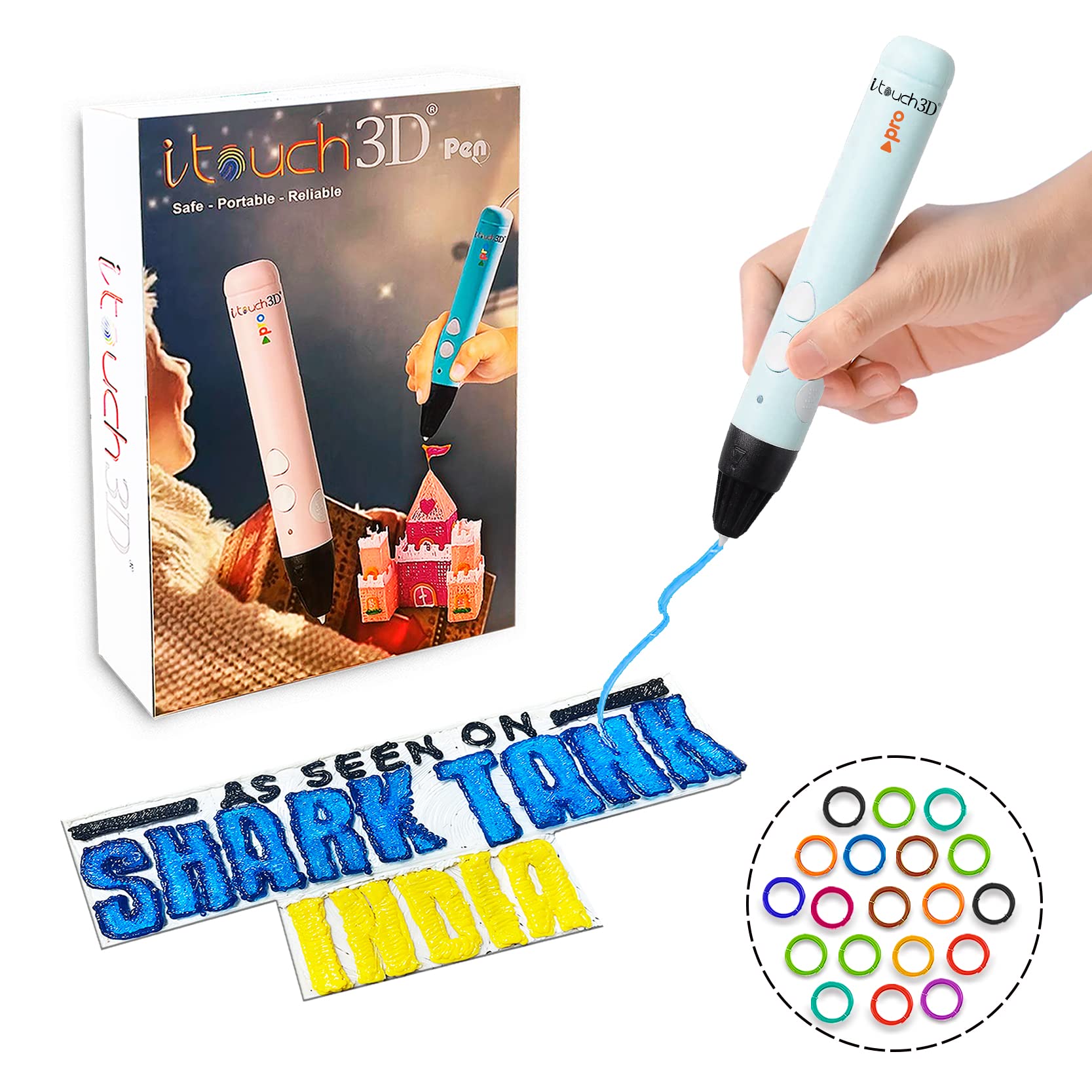 WOL3D I touch Pro 3D Pen Blue with 20 in1 PLA (5m) Filaments for 3D Printing with Speed Control, Advanced Temperature Regulation, OLED Display & Ergonomic Design – Compatible.-image-48