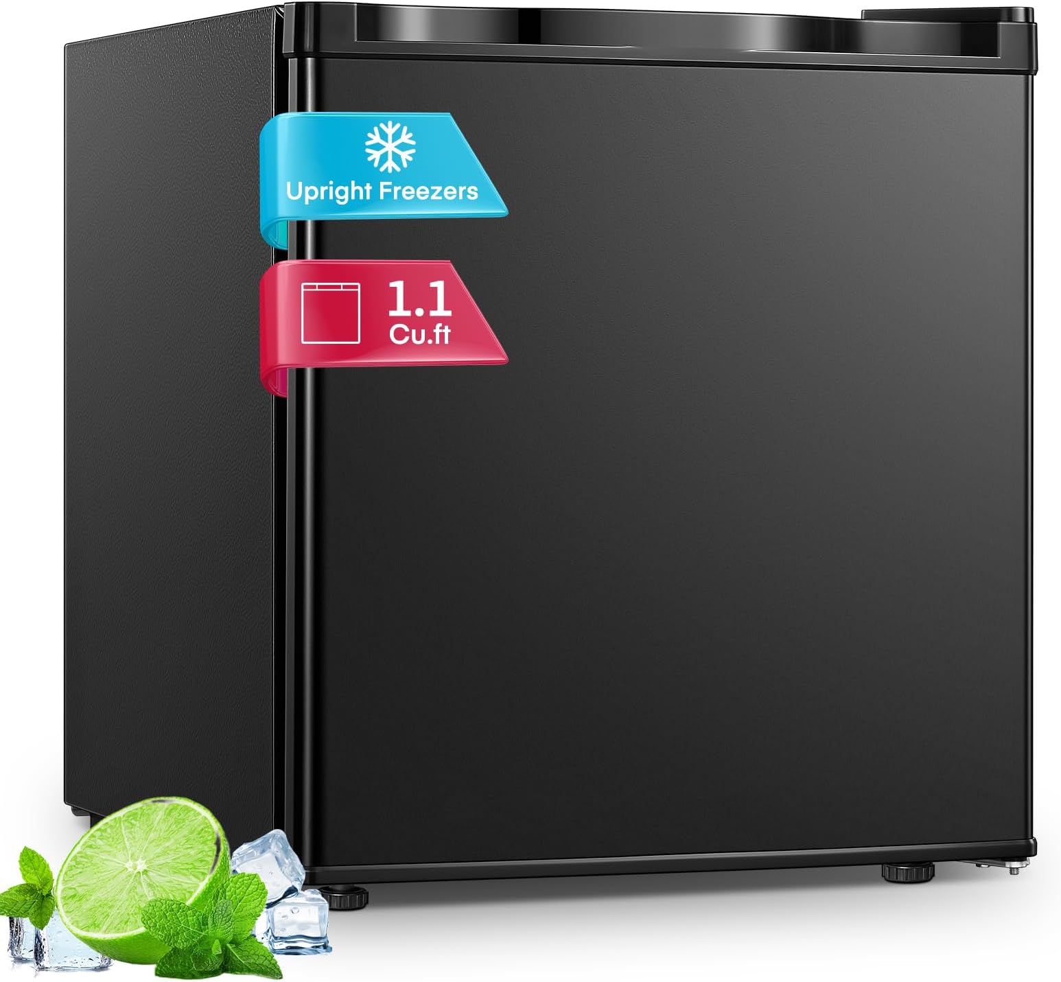 1.1 Cu.Ft Mini Freezer, Compact Countertop Freezer with Reversible Door and 7 Adjustable Temperature, Removable Wire Shelf for Dorm/Apartment/Office/RV, New Black