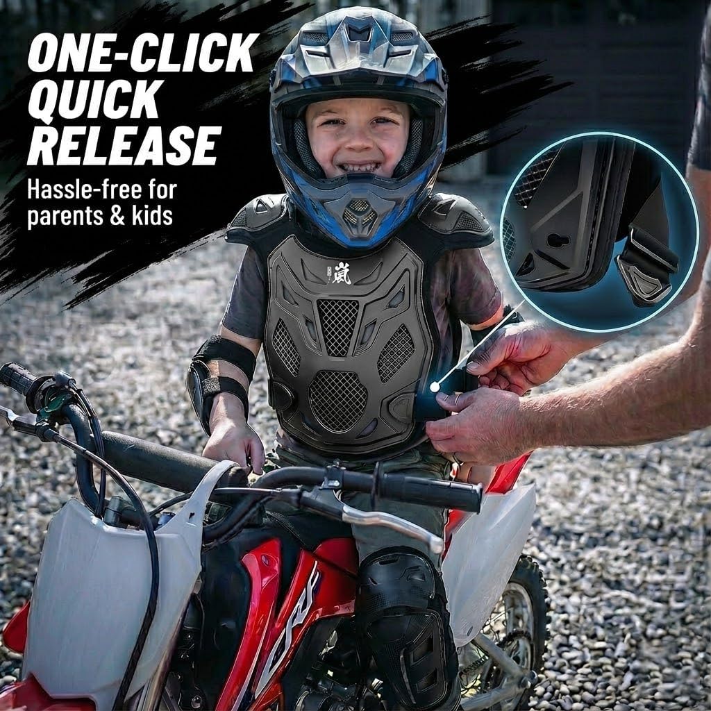 Kids Dirt Bike Gear - ROPPONGI Ran Series Thicken and Breathable Motocross Armor Suit for Boys and Girls, Youth Cycling Chest Protector for Mountain Biking and Motocross Riding - Image 2