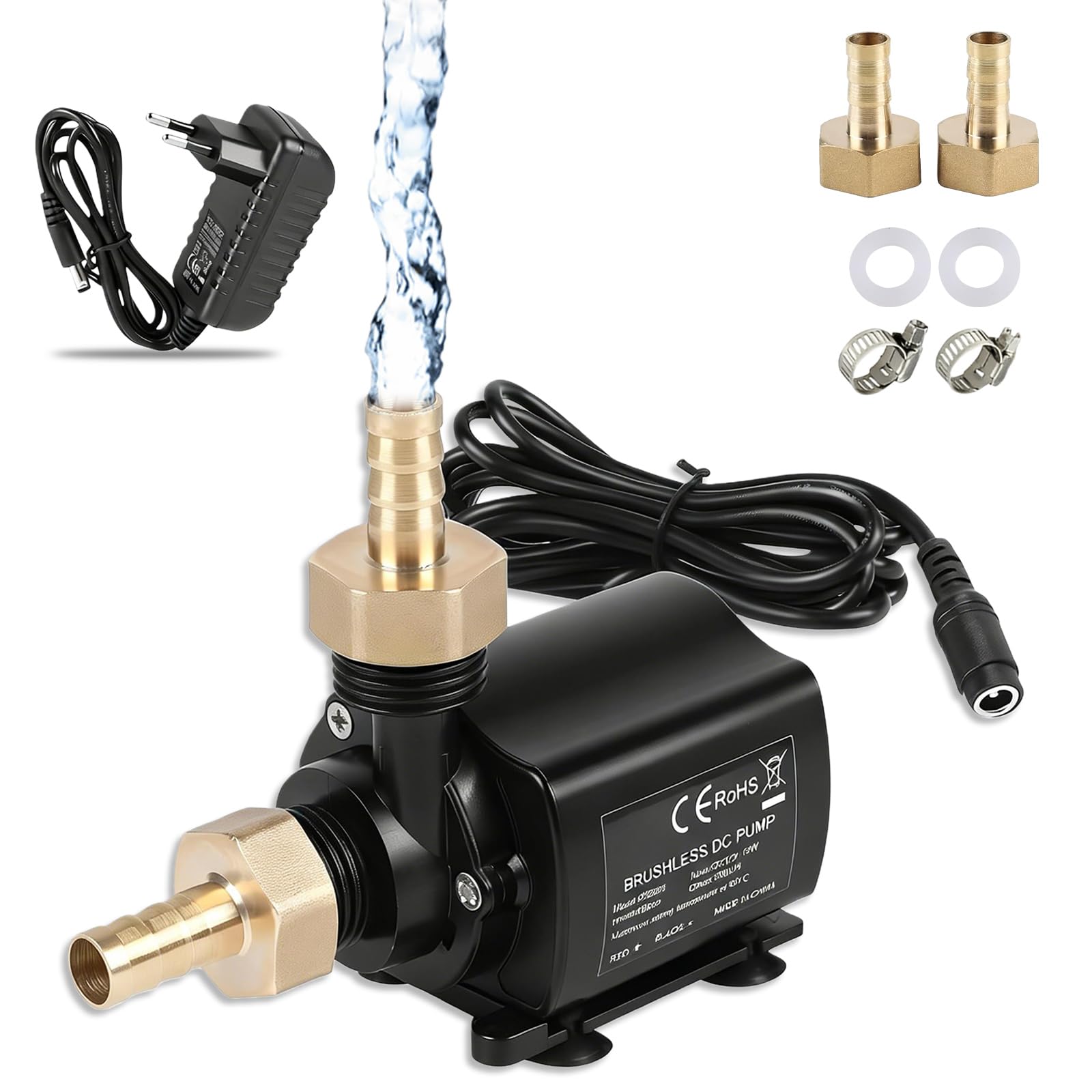 Pompe à Eau 12V 800L/H 5 m, Pompe à Eau Submersible, Pompe Submersible Petite, Pompe de Bassin avec Réglage de la Vitesse de Rotation pour fontaine et système de