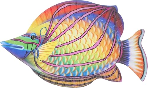 LIFKOME Decoración de pared de peces de metal, escultura de peces tropicales de 11.7 pulgadas, arte de pared para decoración de interiores, jardín,