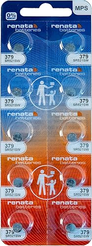 Renata 379 SR521SW Baterías 1.55 V Óxido de Plata 379 Batería de reloj (10 unidades)