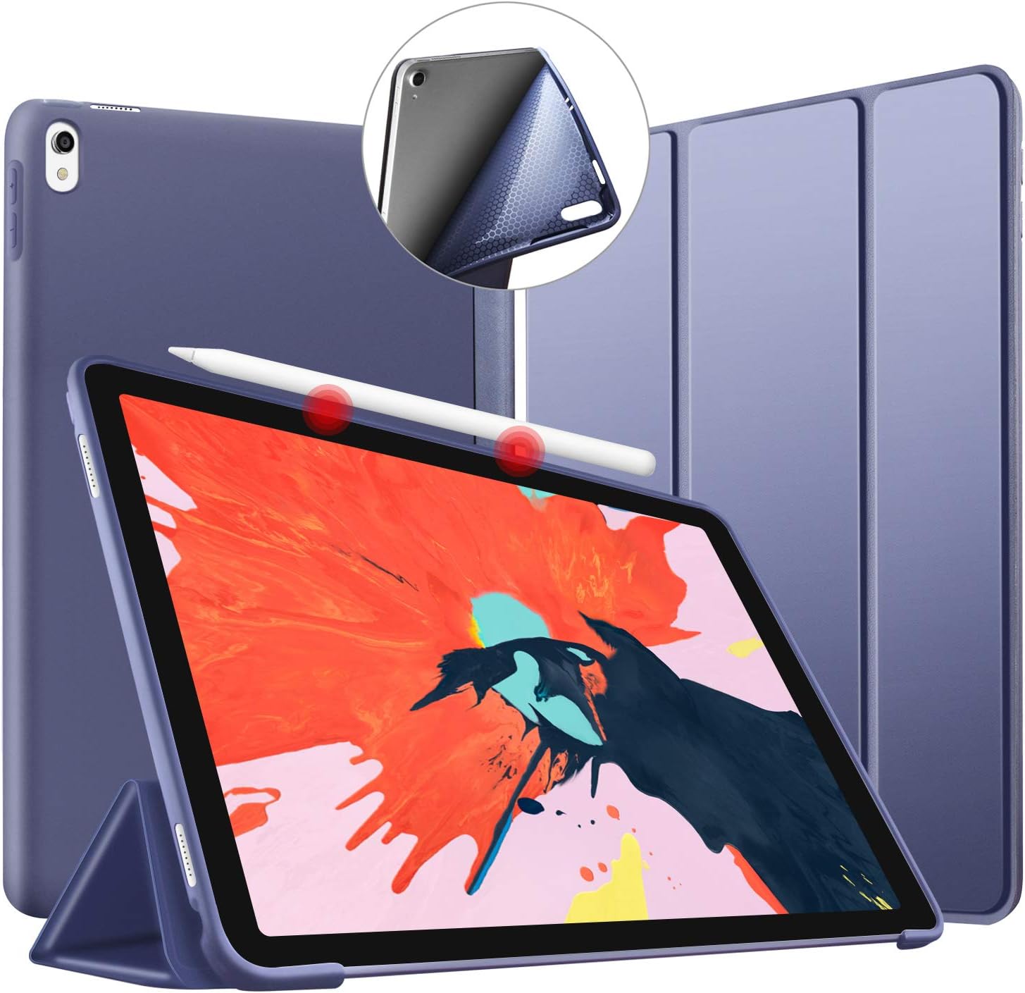 iPad Pro 11 Case 2018, Slim Lightweight Shell Trifold Stand Protective Smart Case [Auto Sleep/Wake], Flexible Soft TPU Back Cover Support ipad Pencil Charging & Pair for Apple iPad 11 Inch, Navy Blue