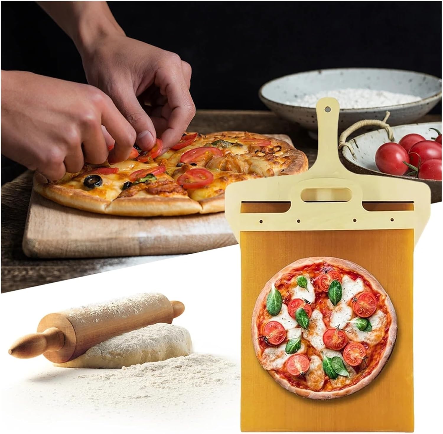1pcs Sliding Pizza Peel Ideal For Oven & Restaurant Use Non-Stick Perfect For Transferring Pizzas For Ovens