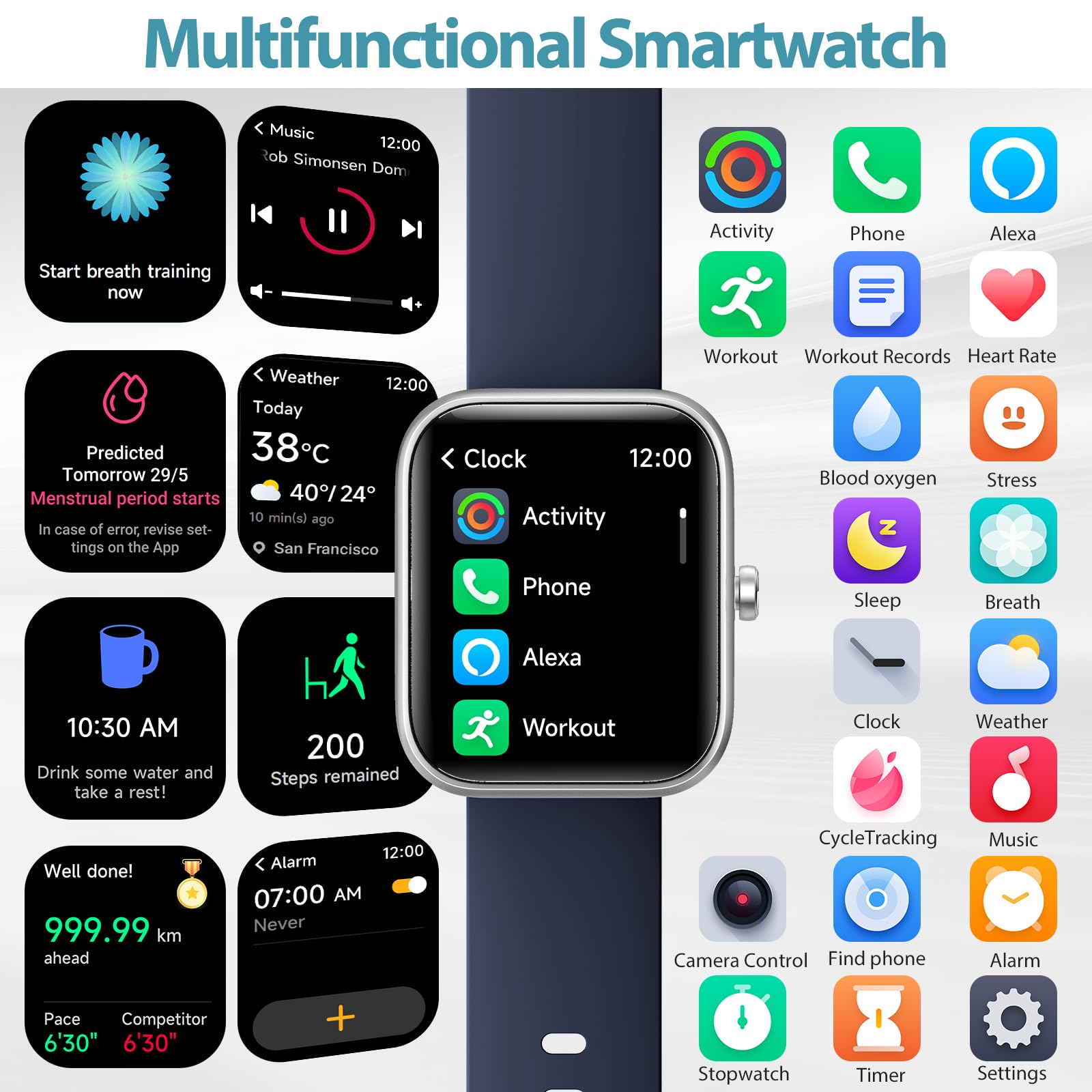 Montre Intelligente Homme/femme, Appel, Moniteur 1,83", Fréquence Cardiaque, étanche IP68 (rose) 1 - Téléphonie