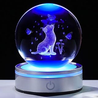 3D 猫 可愛い K9 クリスタル ボール 誕生日 母の日のプレゼント 女性 母親 妻 彼女 人気 【正規品】インテリア 猫 バタフライ 置物 オシャレ 癒しグッズ 水晶玉 LEDライトベース 間接照明 雰囲気作り 飾り 記念日 卒業祝い 父の日 恋人 彼氏 子供 友達 ギフト