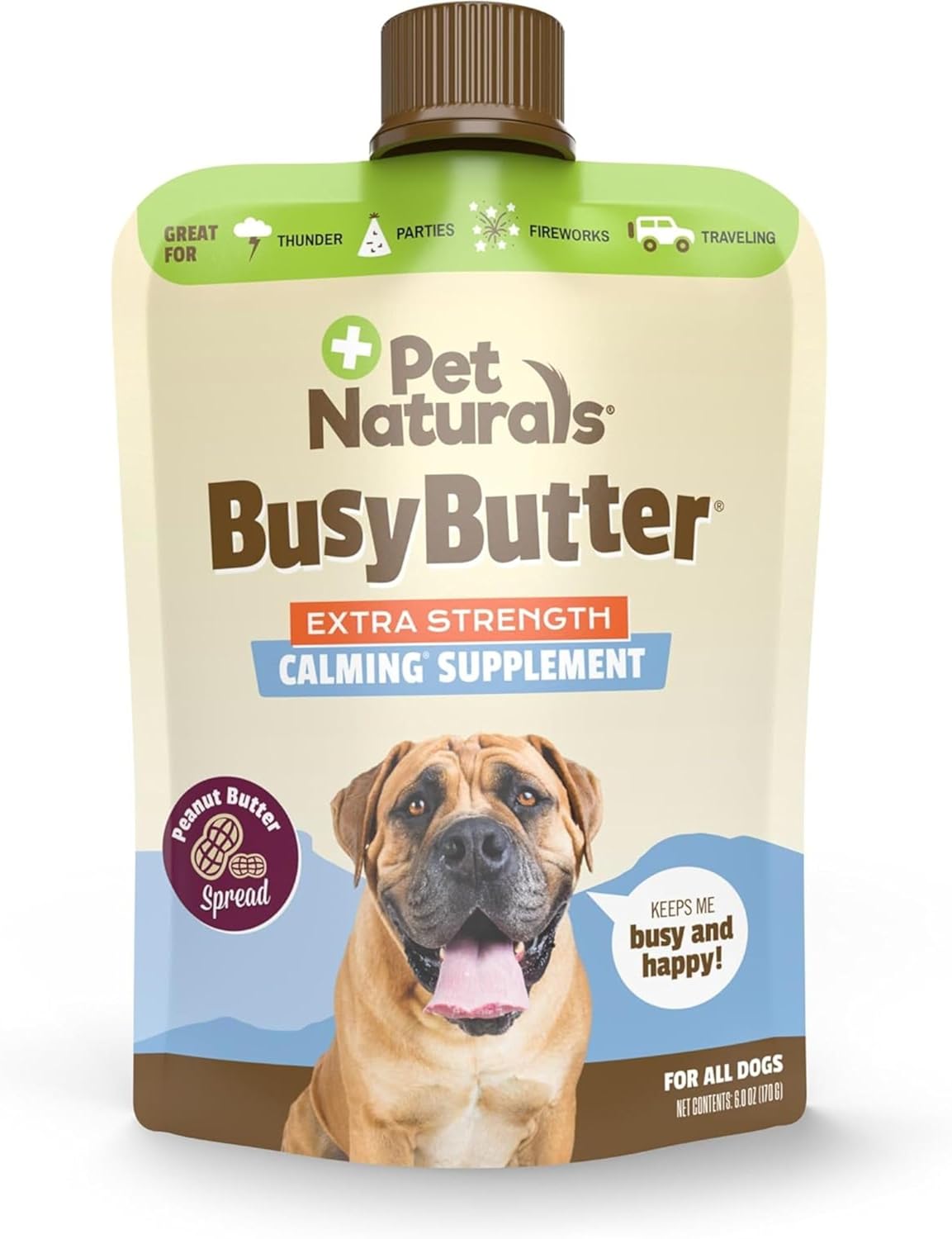 Pet Naturals BusyButter Extra Strength Calming Peanut Butter for Dogs, 6 oz
