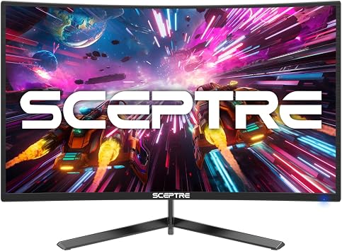 Sceptre 24-inch Curved Gaming Monitor 1080p up to 180Hz DisplayPort HDMI 99% sRGB, AMD FreeSync Build-in Speakers Machine Black C248B-FWT168