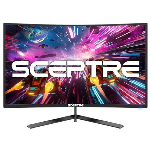 Sceptre Curved 24" Gaming Monitor 1080p up to 165Hz DisplayPort HDMI x3 99% sRGB, AMD FreeSync Build-in Speakers Machine Black 2022 (C248B-FWT168)