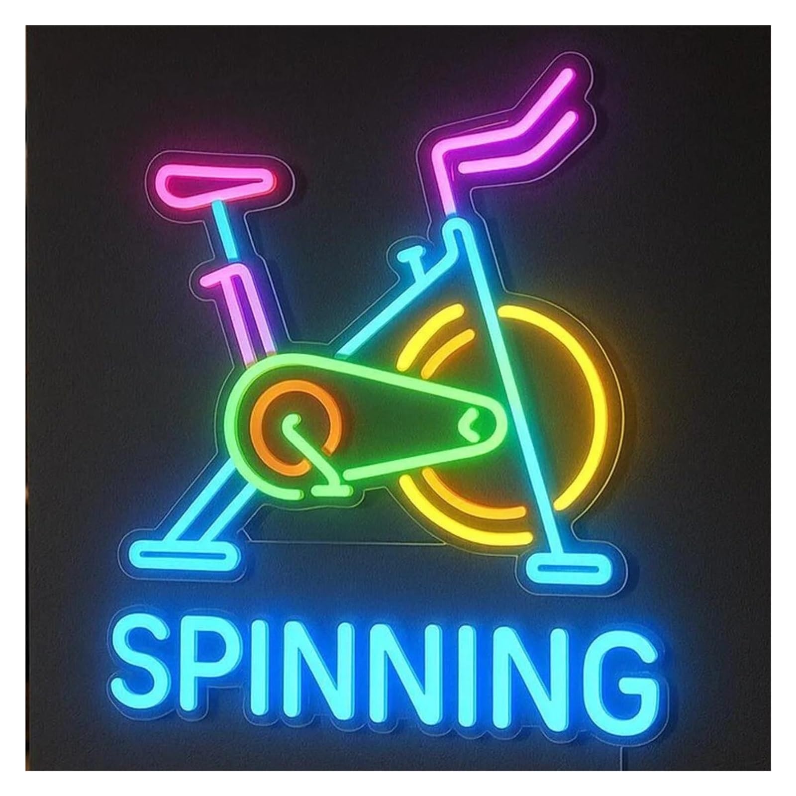 SHOUXI Sign Lamp Spinning Neon Sign Spin Bike Light Dimmable for Gym Cardio Workout Fitness Club Sports Game Room Decor 16.73inx19.69in(B)