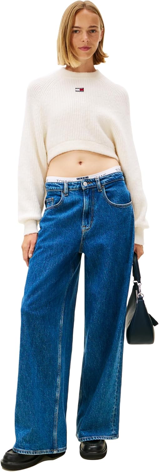 Tommy Jeans Womens Wool Blend Pullover Crewneck Sweater with Embroidered Flag Logo - Image 3