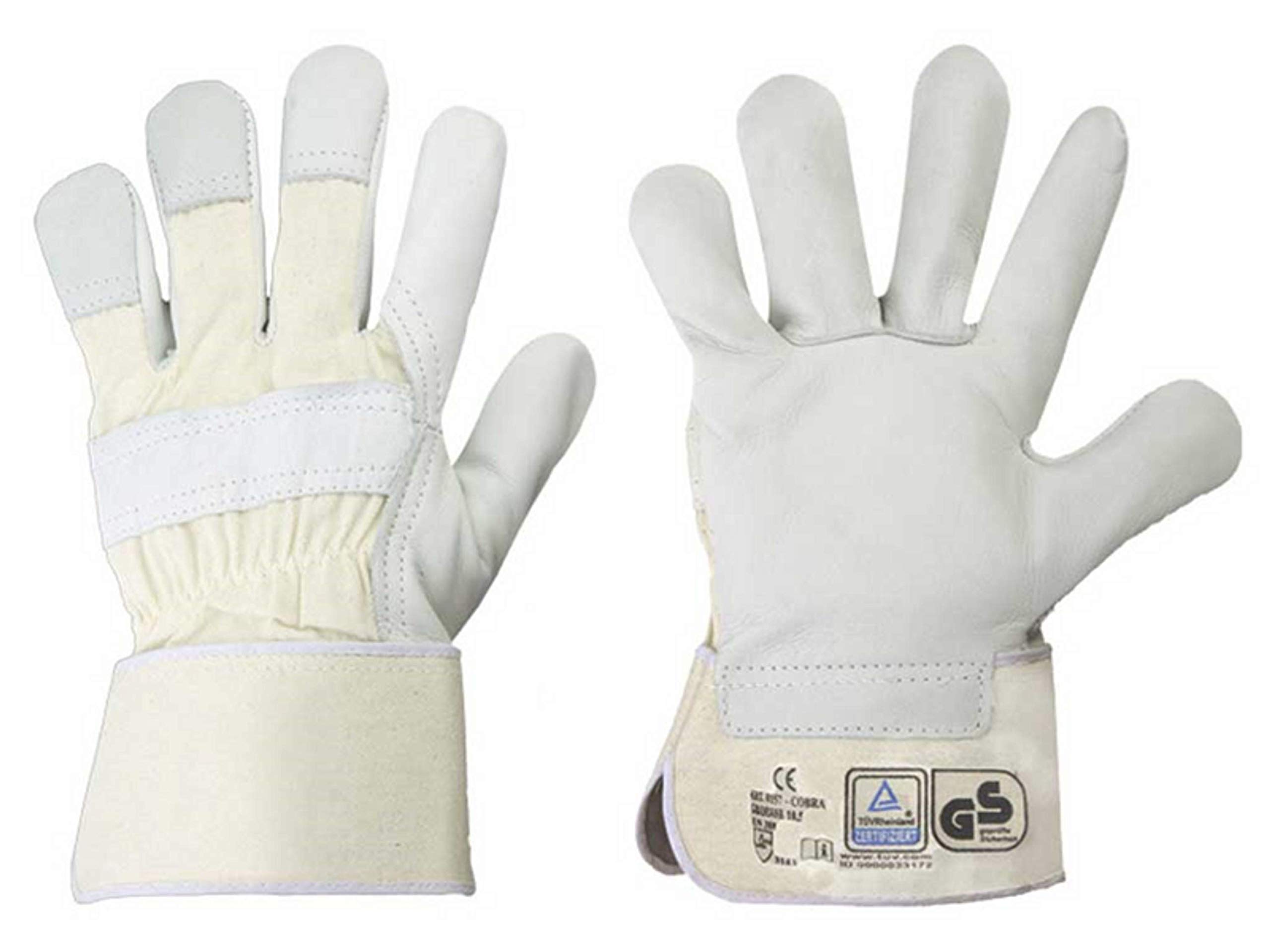 Handschuhe Gr.10, 5, CALCUTTA RIND-Vollleder, Weiss, Cat 2