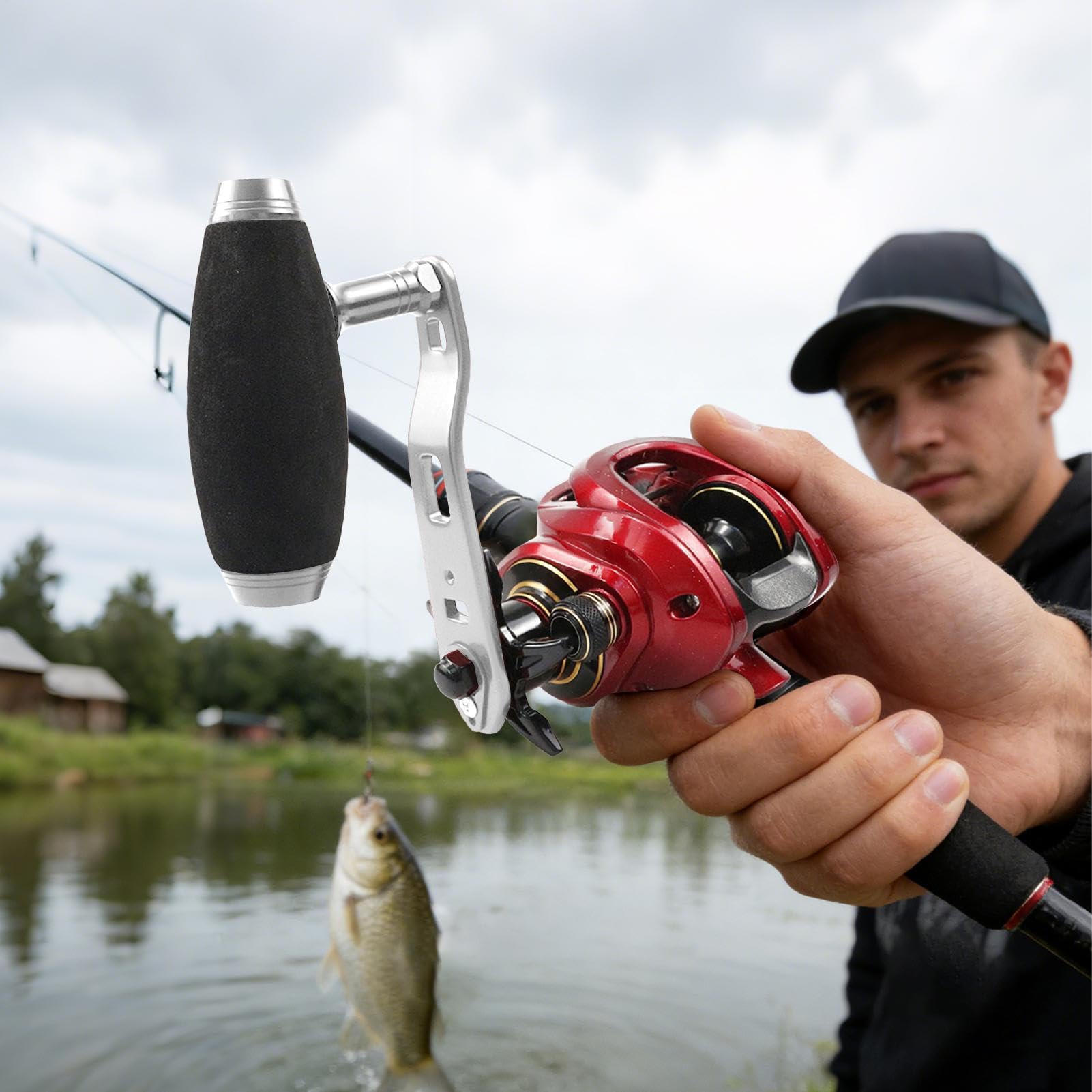 Poignée de moulinet – Outil d'enroulement de type T – Poignée de canne à pêche de type T pour trou de 8 x 5 mm, pour lacs d'eau salée, étangs, ruisseaux, lancer