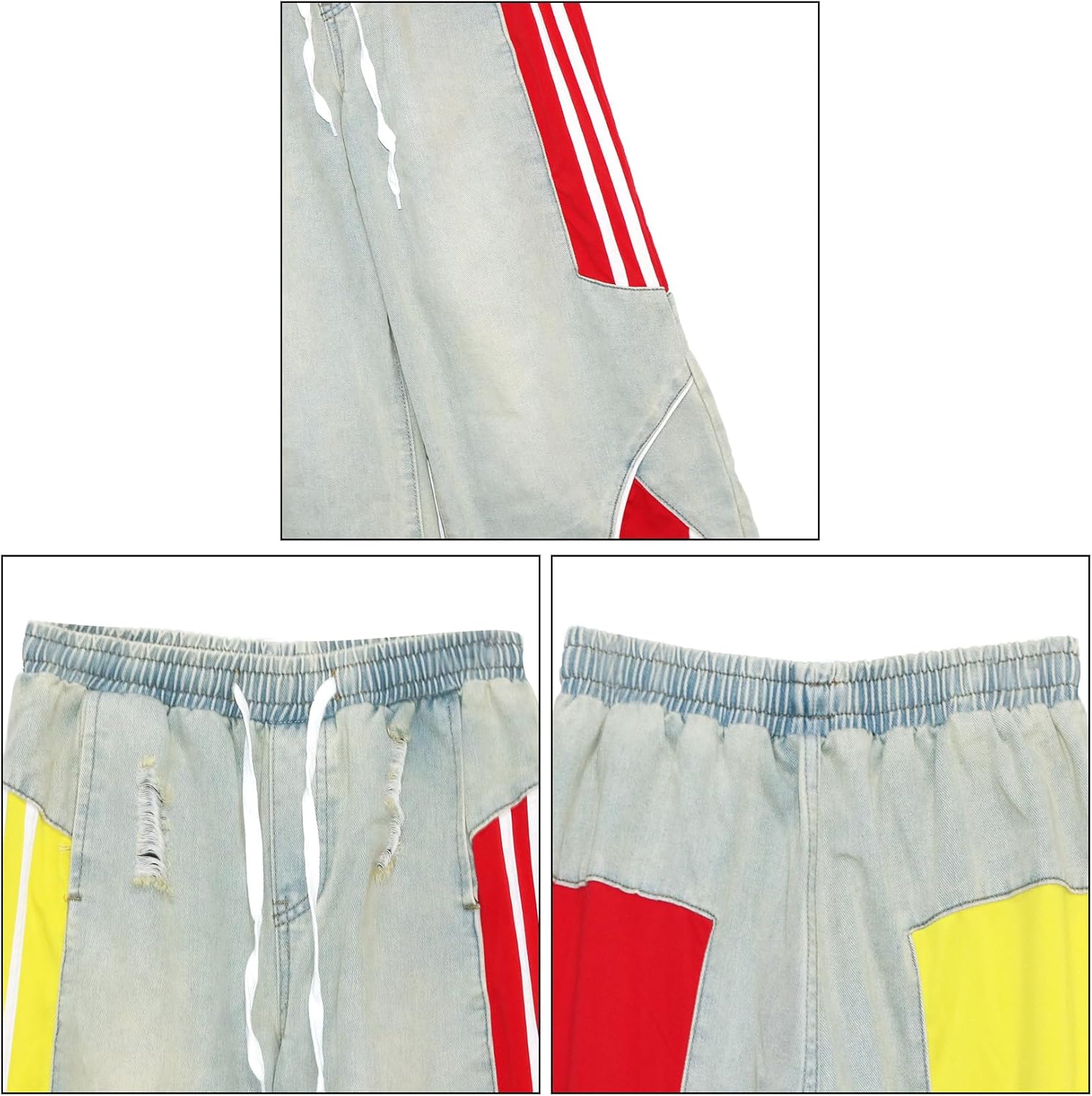 YOOTIKO Women Striped Drawstring Jeans Elastic High Waisted Straight Wide Leg Baggy Sweatpants Jeans - Image 4