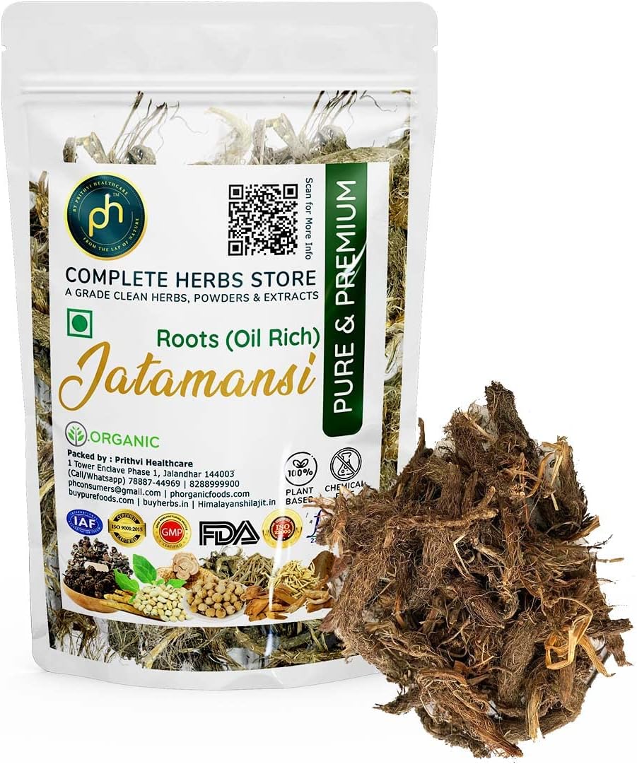 PHs Organic Jatamansi Roots Golden for Hair Growth 50gm (A Grade) Full Roots (Full of Oil A Grade Clean) Food Grade | Bal Chad | Nardostachys Jatamansi | Spikenard | Musk Root | For Hair growth and SkCare