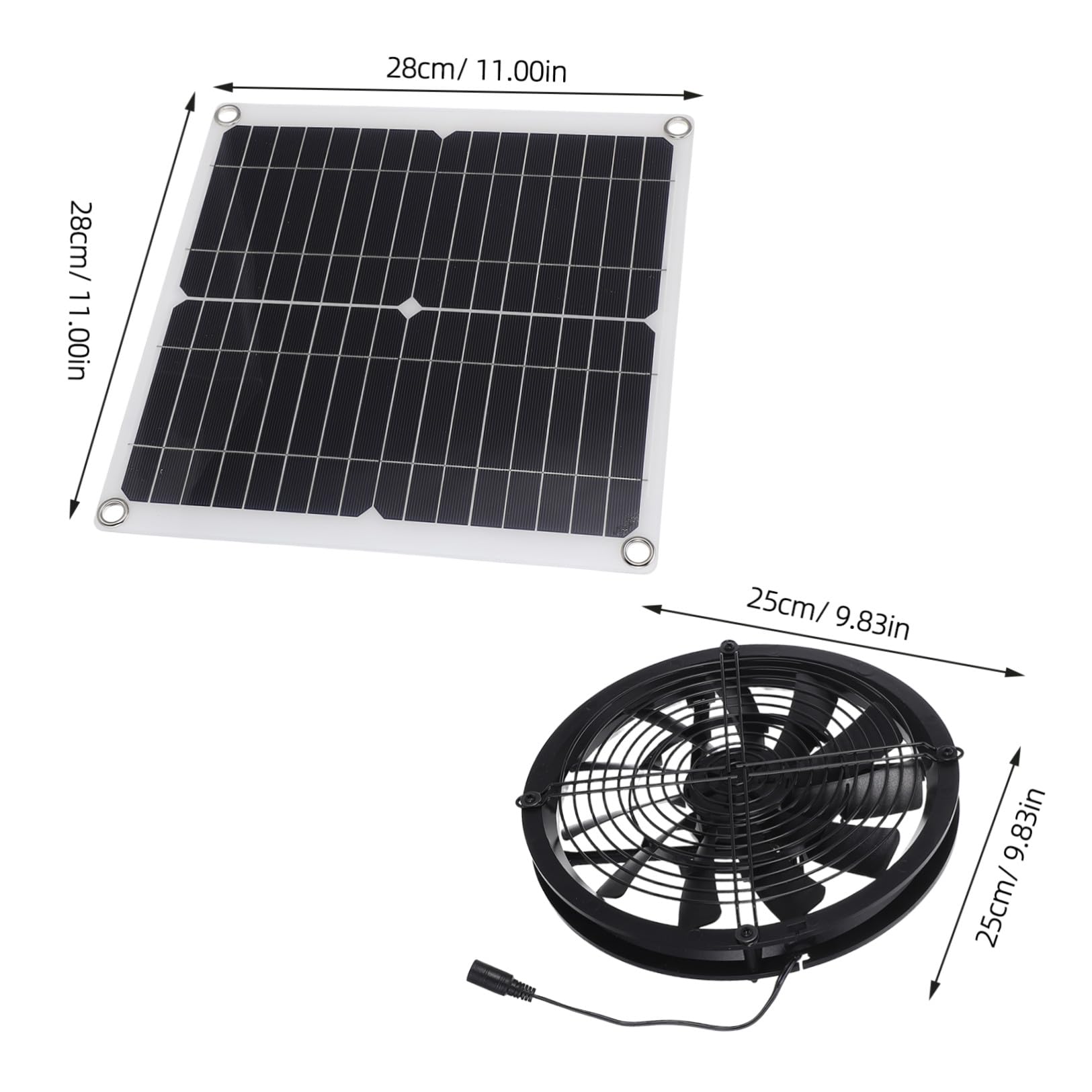 Anneome Ventilazione Solare per Serra e Pollaio, Ventola 28cm Nera