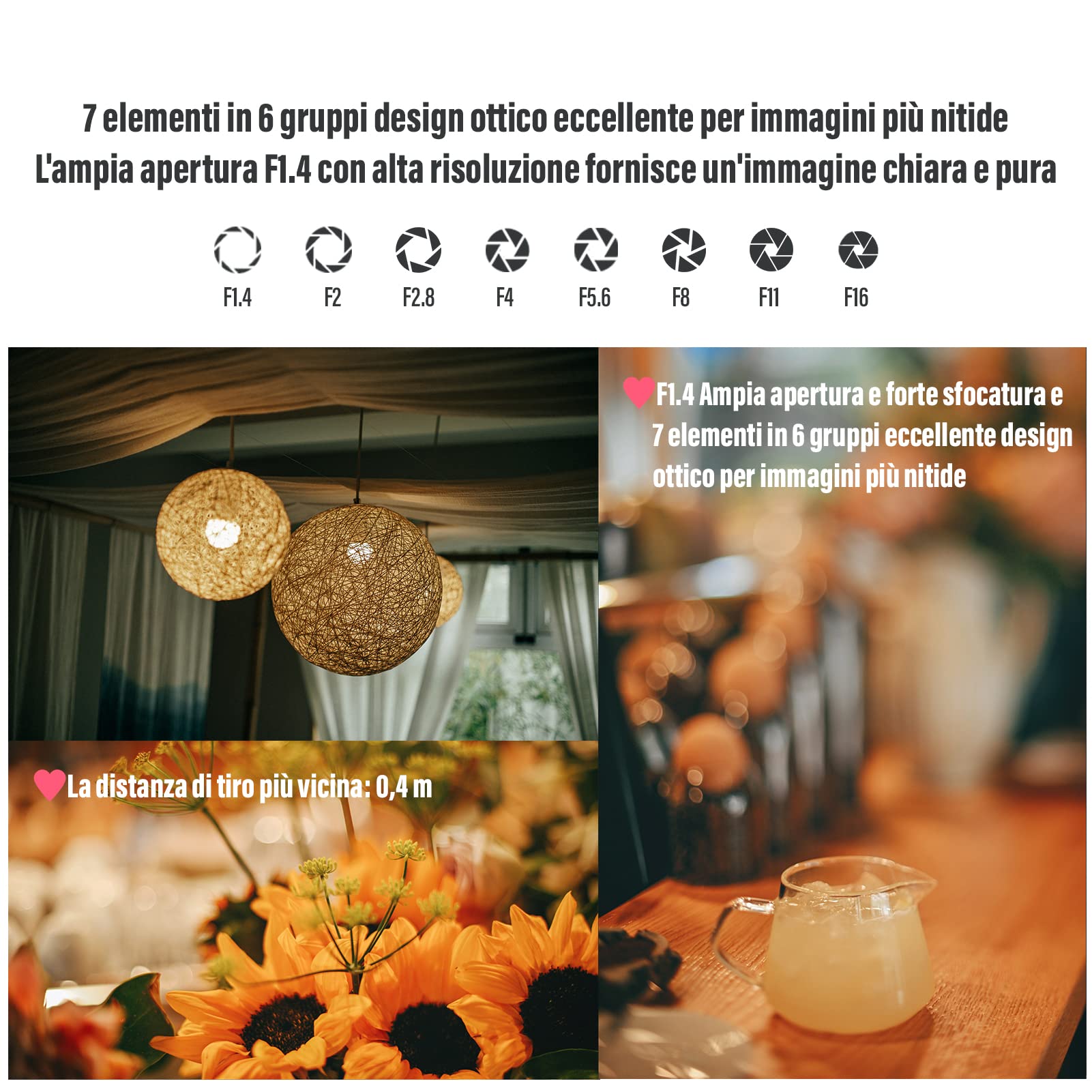AstrHori 50mm F1.4 Lente ad ampia apertura Manuale full frame Obiettivo inclinabile 2 in 1 Compatibile con fotocamera mirrorless Sony E-Mount A7,A7R,A7S,A9,A6000,A6300,A6500,A6600,etc(nero)