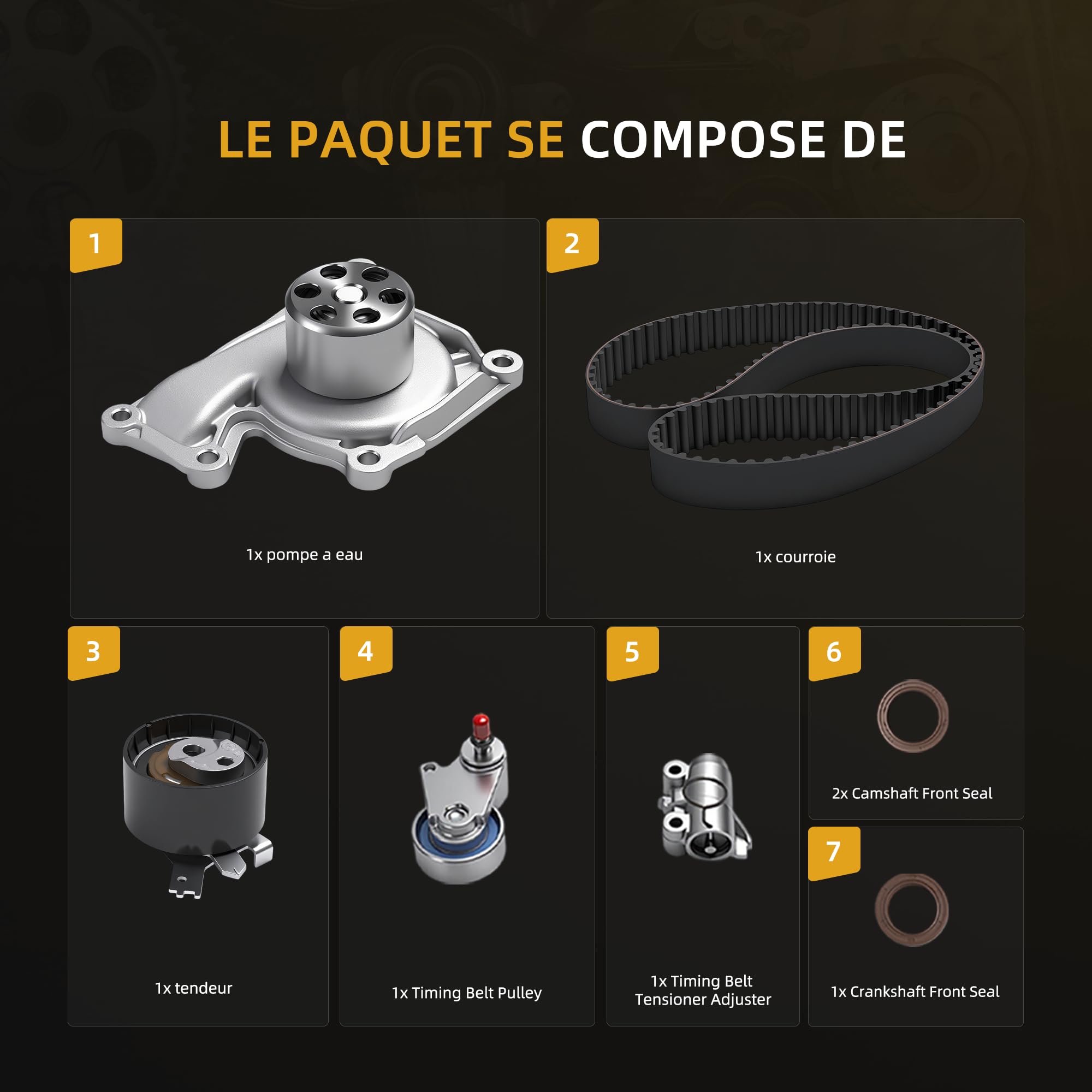 VKMC 06136 Pompe à eau et kit de courroie de distribution - Convient pour Dacia Duster, pour Mercedes-Benz A B Klasse CLA pour Renault Grand Scénic Megane 3# KP15675XS, WPK-191502