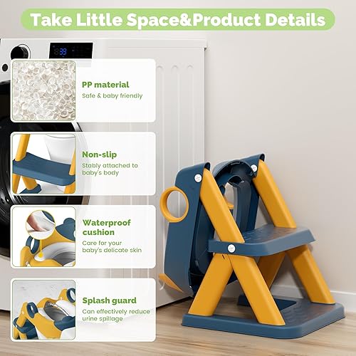 Vista 2 de COOSEYA Toilet Seat, Potty Training Seat for Toddler, Upgraded 2-in-1 Potty Toilet Training for Boys and Girls,Waterproof Cushioned Mat with Azul