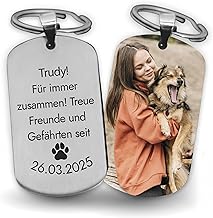 LAUBLUST Personalisierter Schlüsselanhänger mit Foto & Wunschtext inkl. Geschenkbox | Edelstahl – Personalisiertes Geschenk zu Weihnachten & Geburtstag für Familie, Freunde & Hundebesitzer
