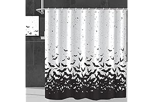 Black Bat Horror Halloween Fabric Shower Curtain