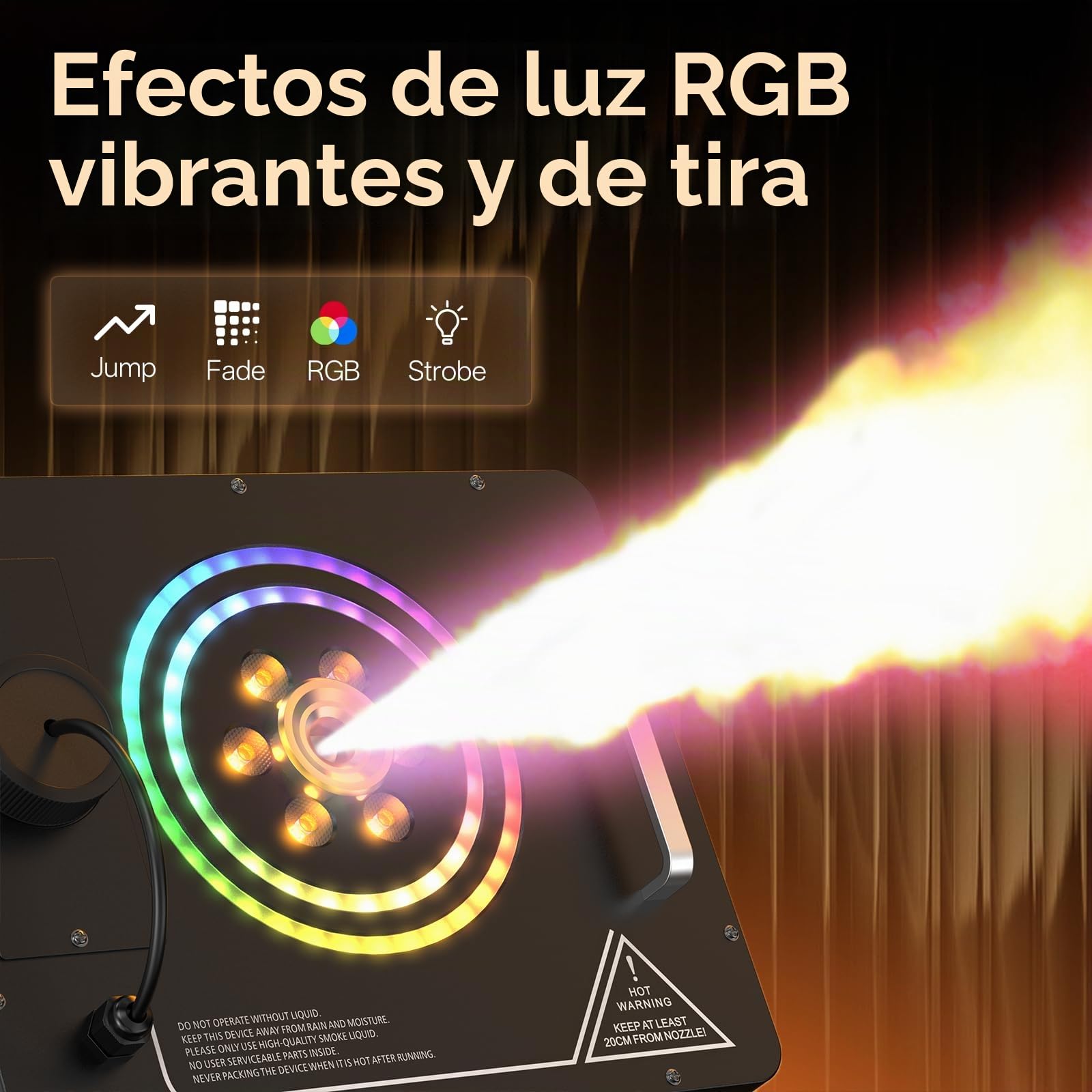 1500W Máquina de Humo con Control Remoto, Wash 6 RGB LED Estroboscópica Efectos de Iluminación 3000 CFM/min Máquina de Niebla DMX512 Fog Machine Portátil para Halloween Bodas Escenarios Fiestas