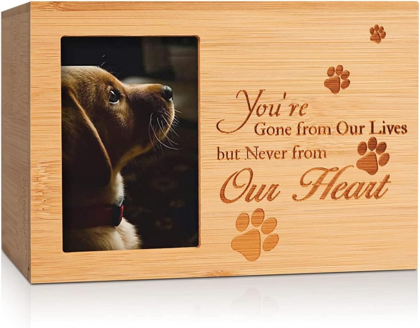 Namvo Pet Urns, Dog Ash Box, Wooden Coffin Memorial Souvenir Gift Photo Box Ash Holder for Pets with Photo Frame