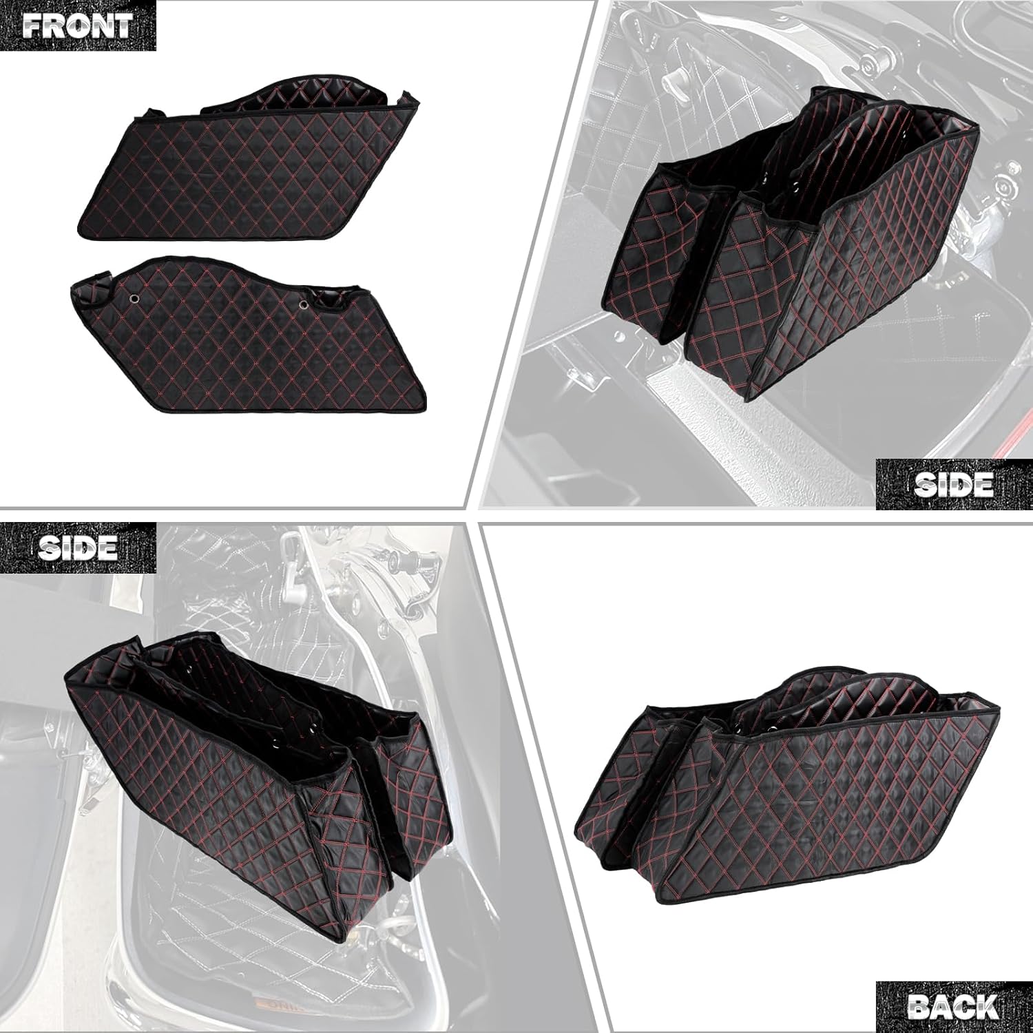 HDBUBALUS Non-Stretched Saddlebag Liners Inserts Red Thread Compatible with Harley Touring Electra Street Glide Road King 2014-2023 1 Pair