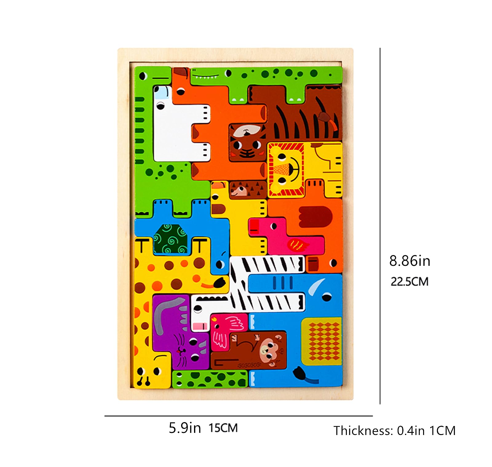 JIANGTYH Holzpuzzle Für Kinder 3-5 Jahre - 6 Motive Mit Je 20 Teilen, Bunt, Fördert Feinmotorik & Denken
