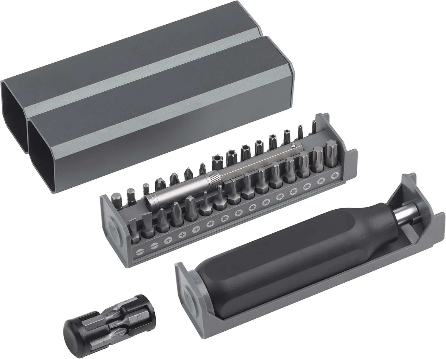Meister Bit Set - 73 x 153 x 37 mm - 40 Pieces - Elegant Aluminium Case - Repair Kit for Consoles, PCs, Cameras, Model Making etc. / Repair Tool Kit/Precision Screwdriver Set / 3387940