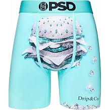 PSD Mens Burgers & Co. Boxer Briefs, Teal, XL