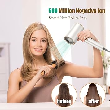 2400W Negative Ionic Hair Dryer for Curly Hair, High Speed HairDryer with Diffuser, Fast Drying Blow Dryer with 2 Speed 3 Heat Setting, Anti Frizz, Lightweight HairDryer for Travel, Women, Men, White