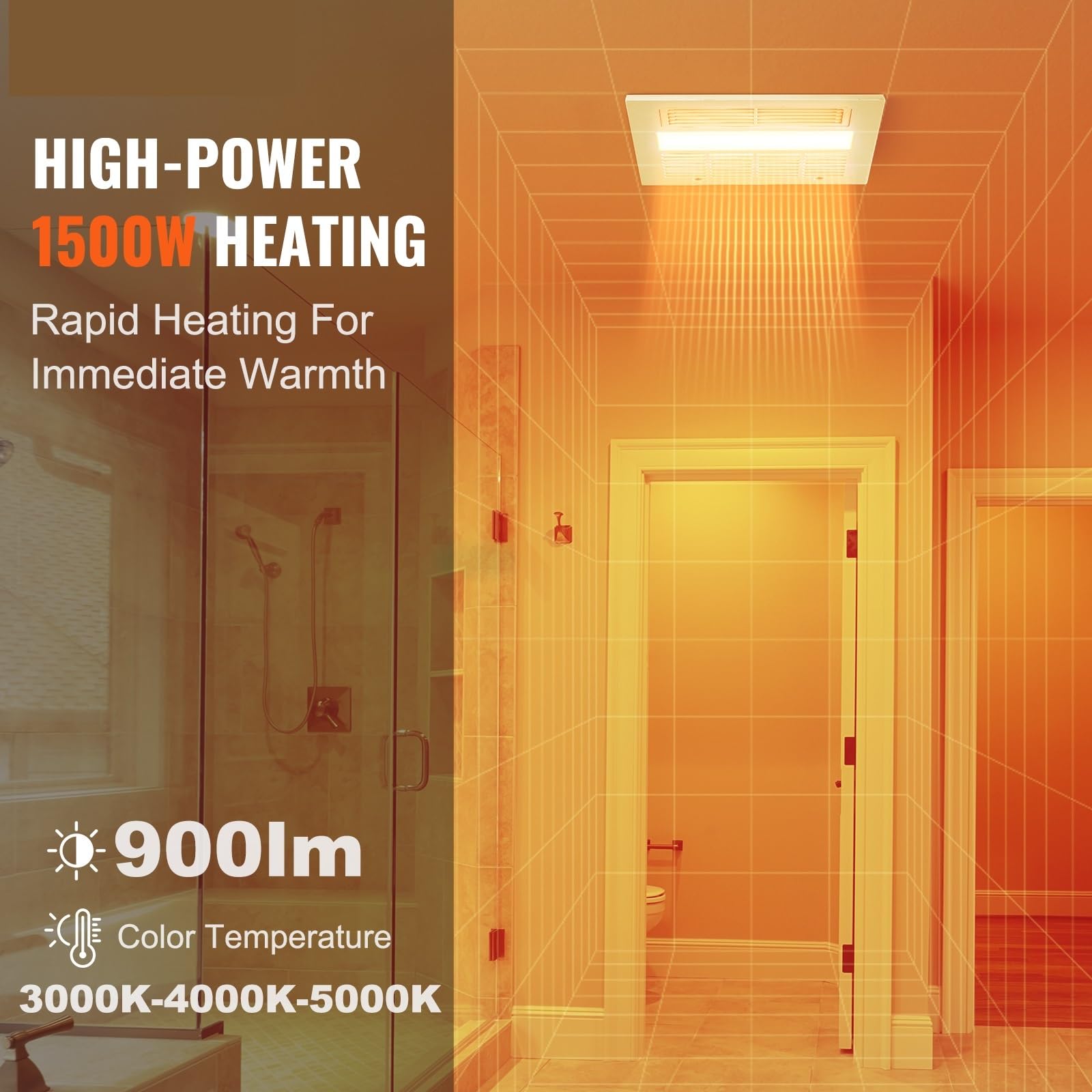 Extractor de aire for baño 80/110 CFM, alta eficiencia ventilación, 1,5 sones, bajo nivel ruido, ahorro energía,Ventilación confiable(80CFM)