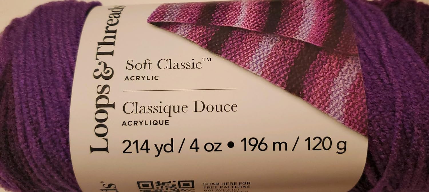 Soft Classic Yarn by Loops & Threads - 214 Yards - Medium (4) - Purple Ombre