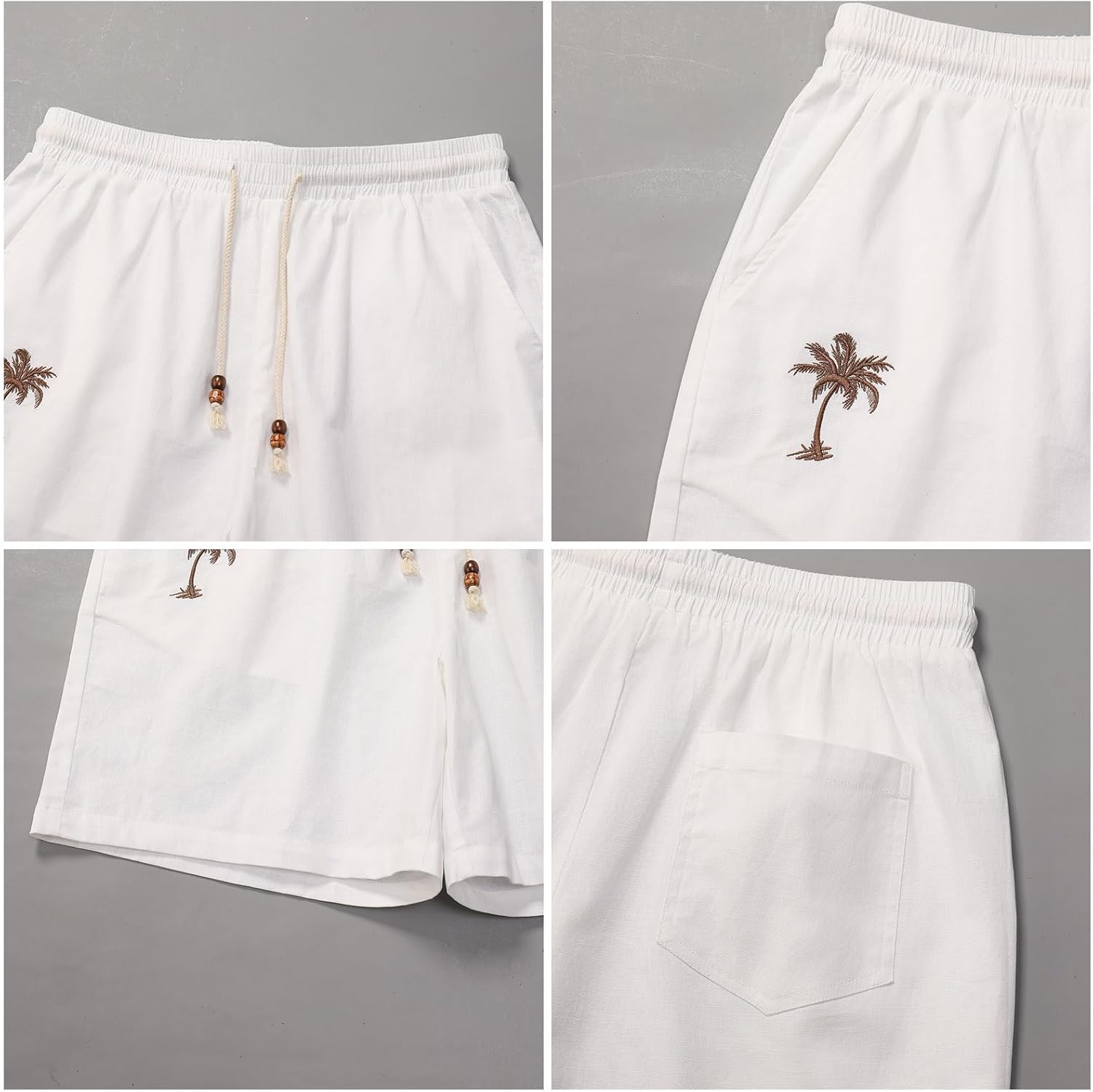 OLEMEK Men's Casual Shorts Elastic Waist Drawstring Palm Tree Summer Beach Shorts with Pockets - Image 5