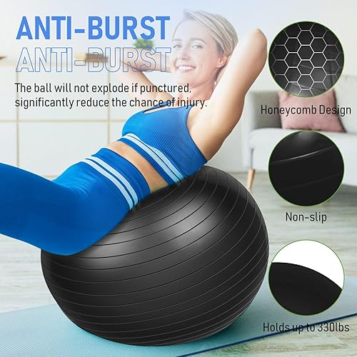 Miniatura 3 de Leyndo 8 Pcs Yoga Exercise Ball Bulk 26 Inch with Inflatable Equipment Pilates Ball with Quick Pump Anti Burst for Pregnancy Birthing Fitness