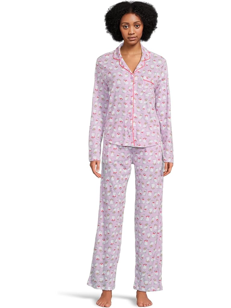 White Karen Neuburger Novelty Long Sleeve Girlfriend Pajama Set