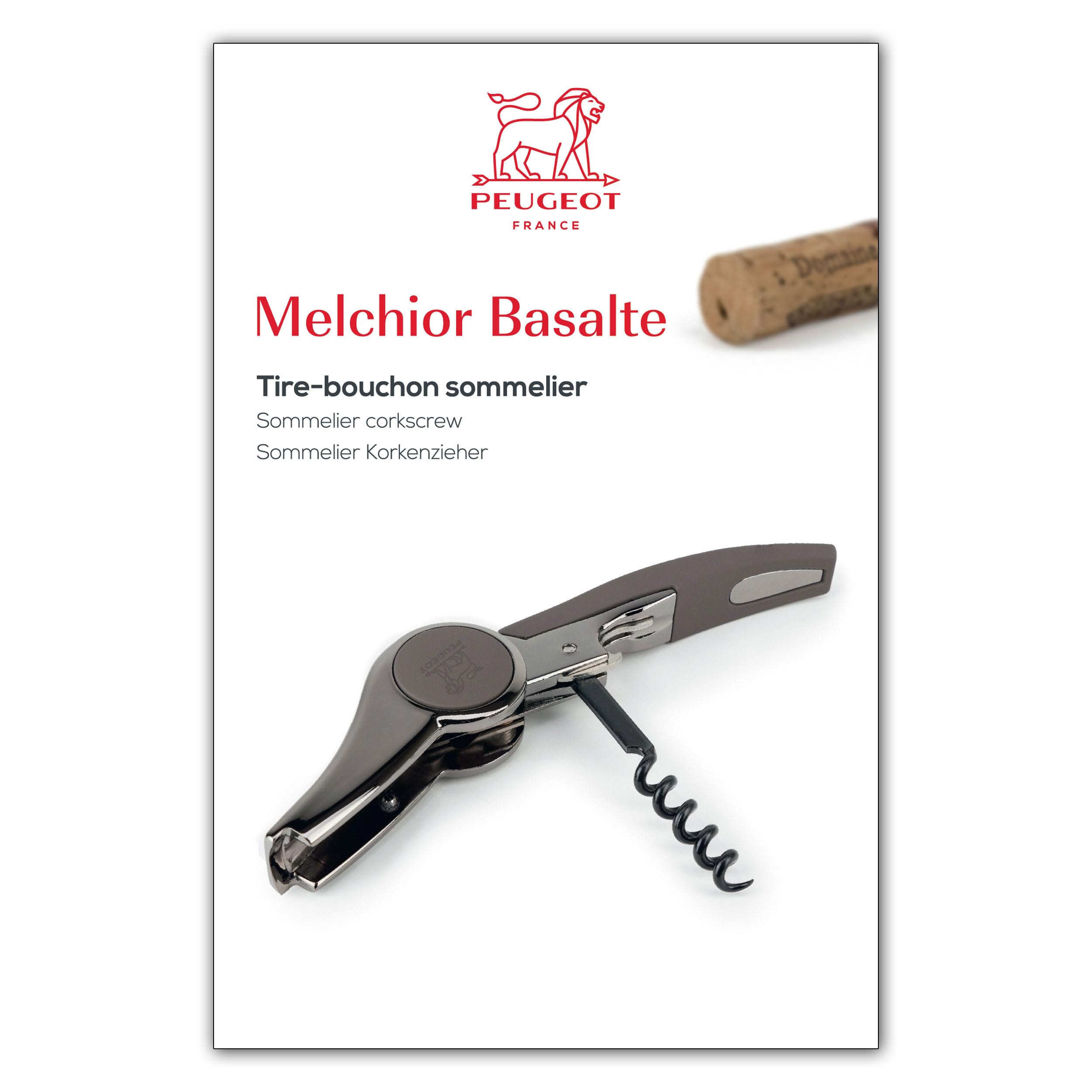Peugeot Tire-Bouchon Décapsuleur avec Coupe-Capsule Intégré Zamack Basalte (200381)