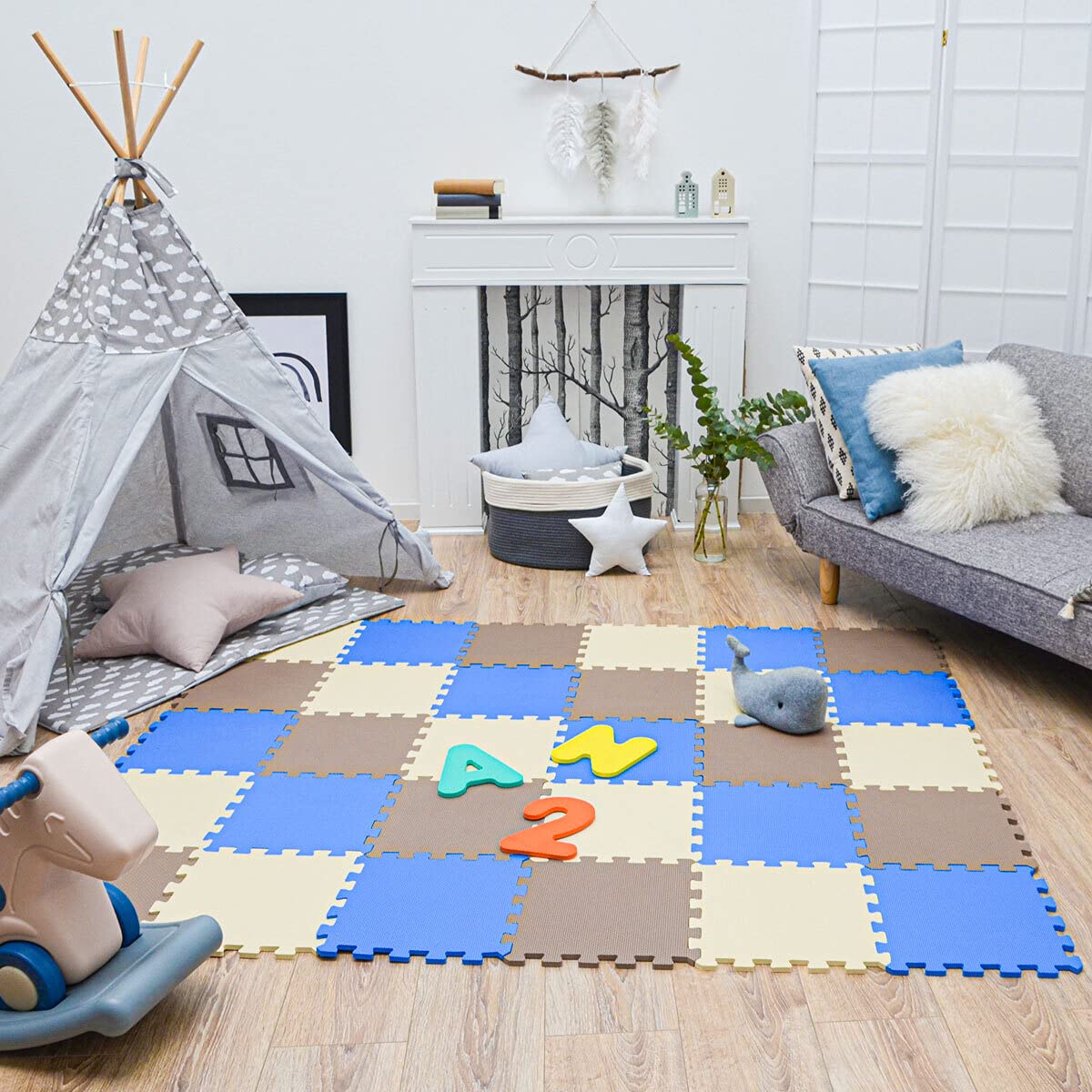 LittleTom 27 Pezzi Tappetino Puzzle per Bambini - 30x30 Tappeto Neonato Tatami da Gioco Schiuma EVA