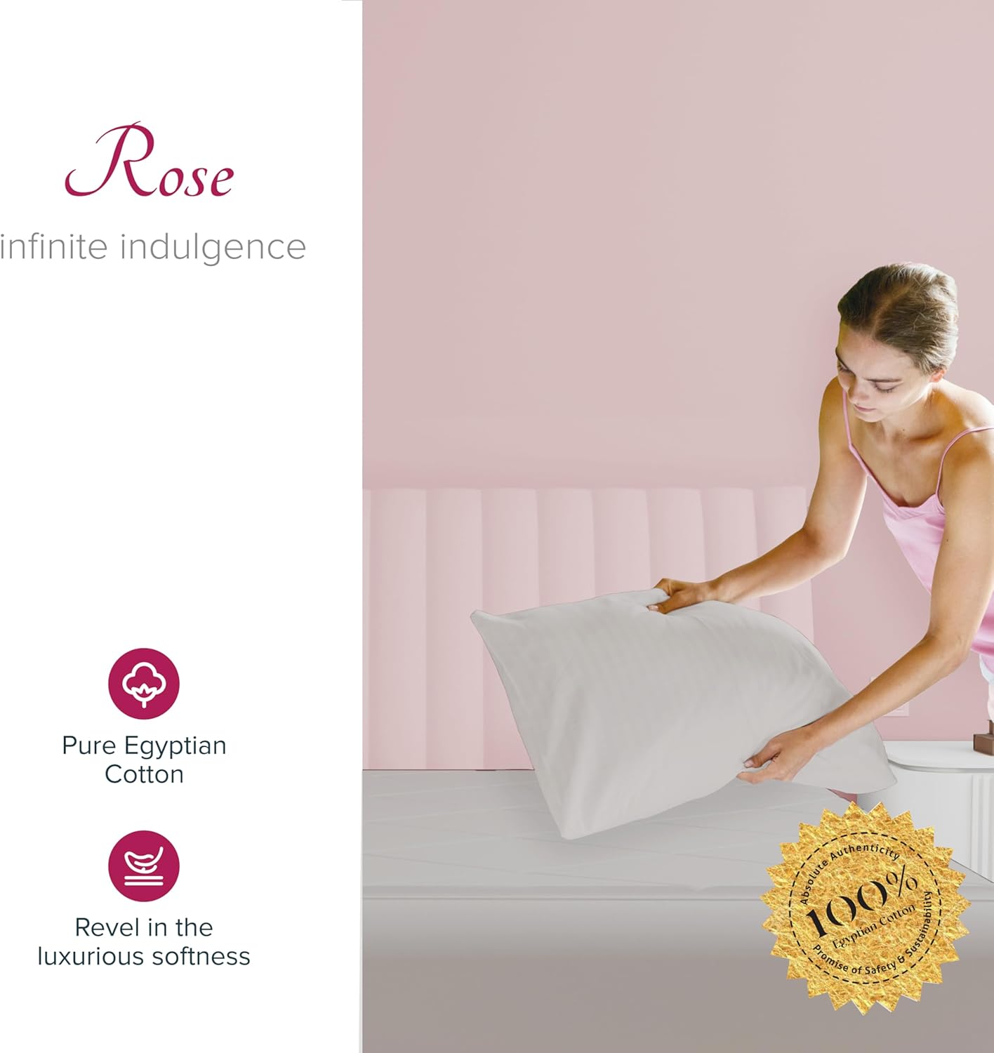 Carressa Linen 100% Egyptian Cotton Pillow Cases Standard Size Set of 2 - Luxury 1200 Thread Count Cotton Pillowcases Queen Size (Light Grey), Soft, Cooling, Sateen Weave Hotel Quality Pillow Cover - Image 2