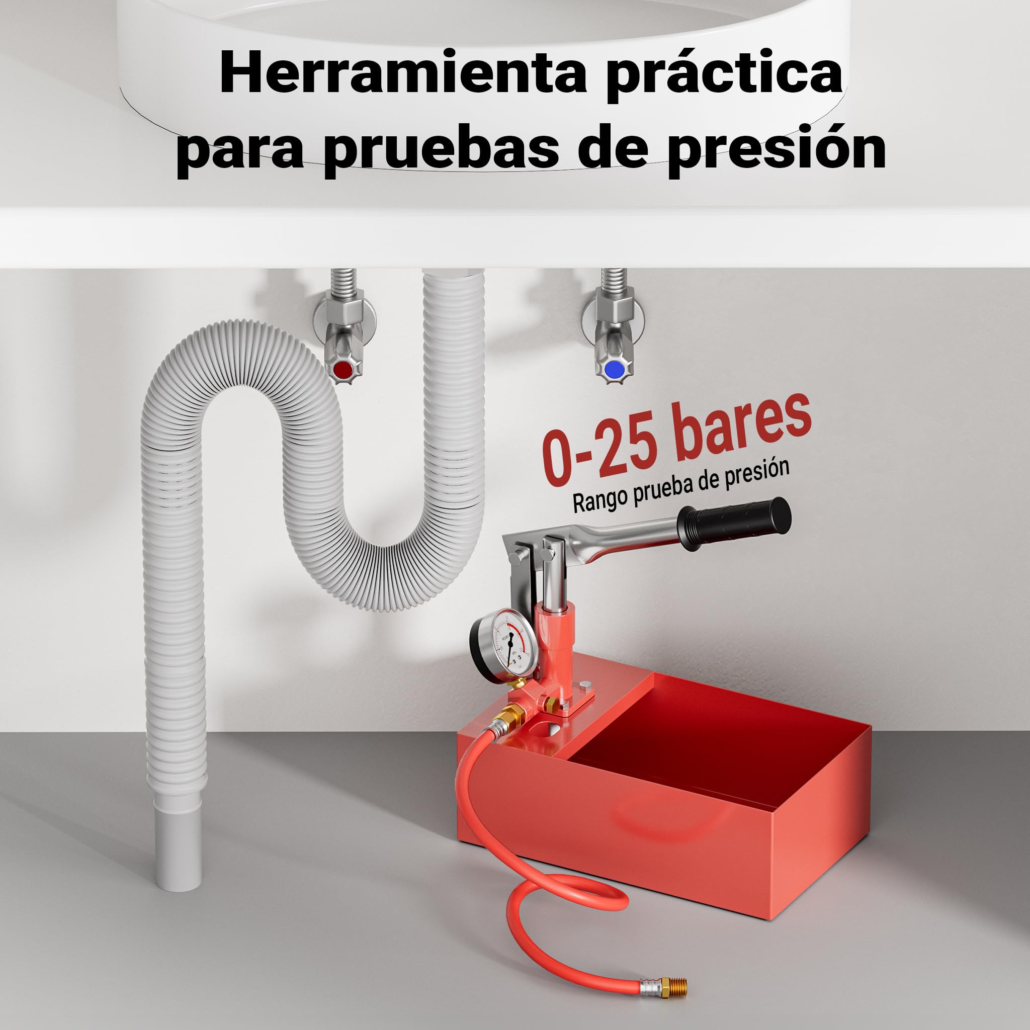 Bomba de llenado y prueba de presión para sistemas de calefacción y solar 25 bares