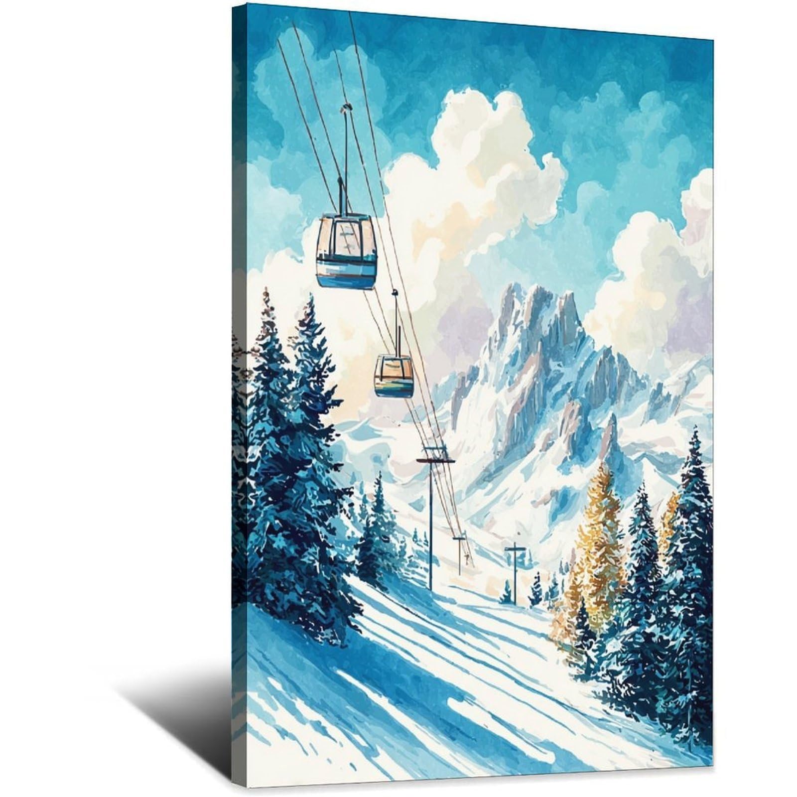 CFXNGA Tignes Ski Posters 20x30inch(50x75cm) Vintage Watercolor Canvas Art